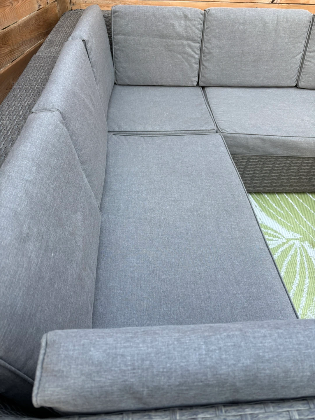 Grey Rattan Sectional Sofa with Ottoman - photo 4