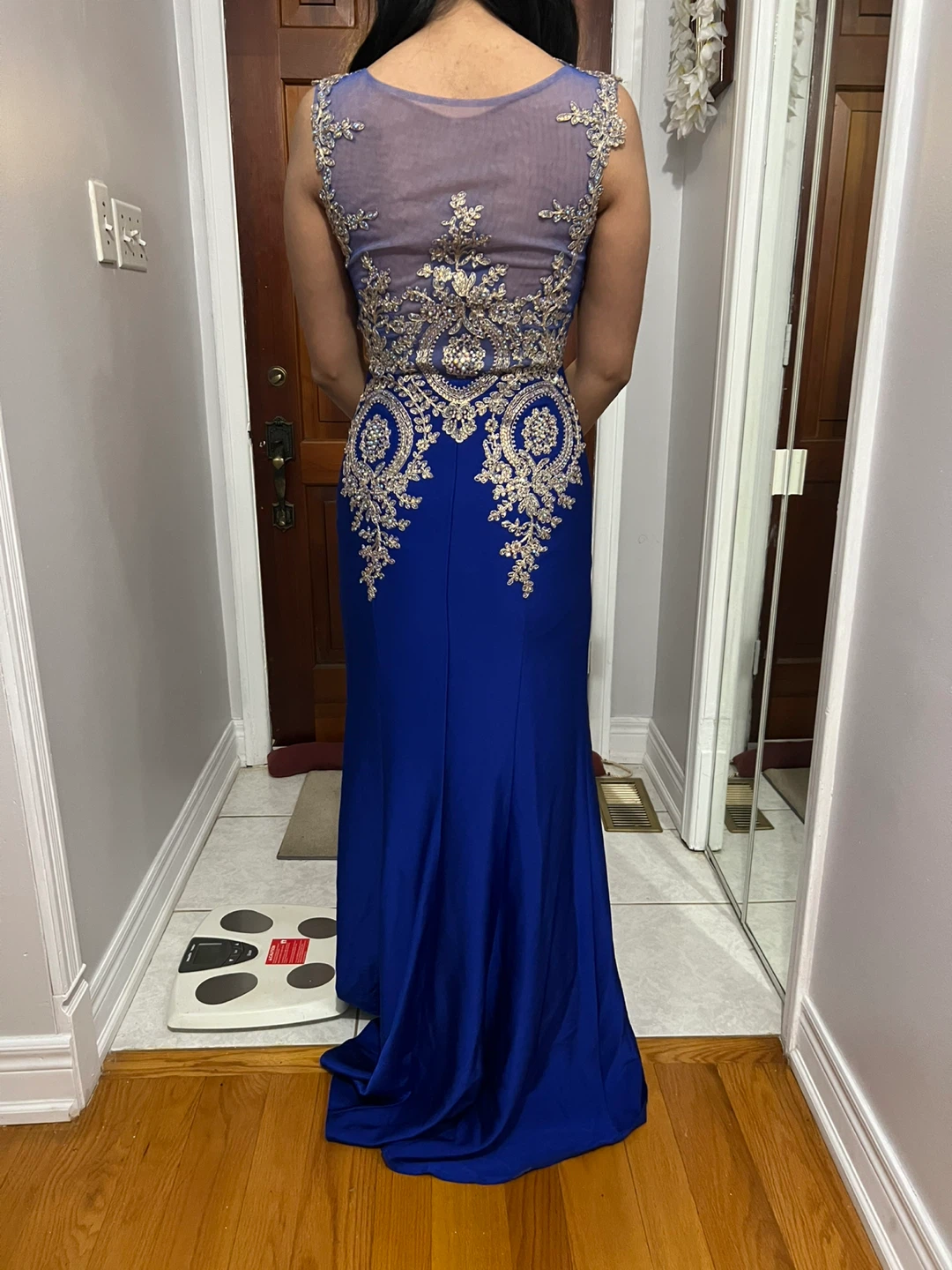 Blue and Silver Embellished Evening Gown - photo 2