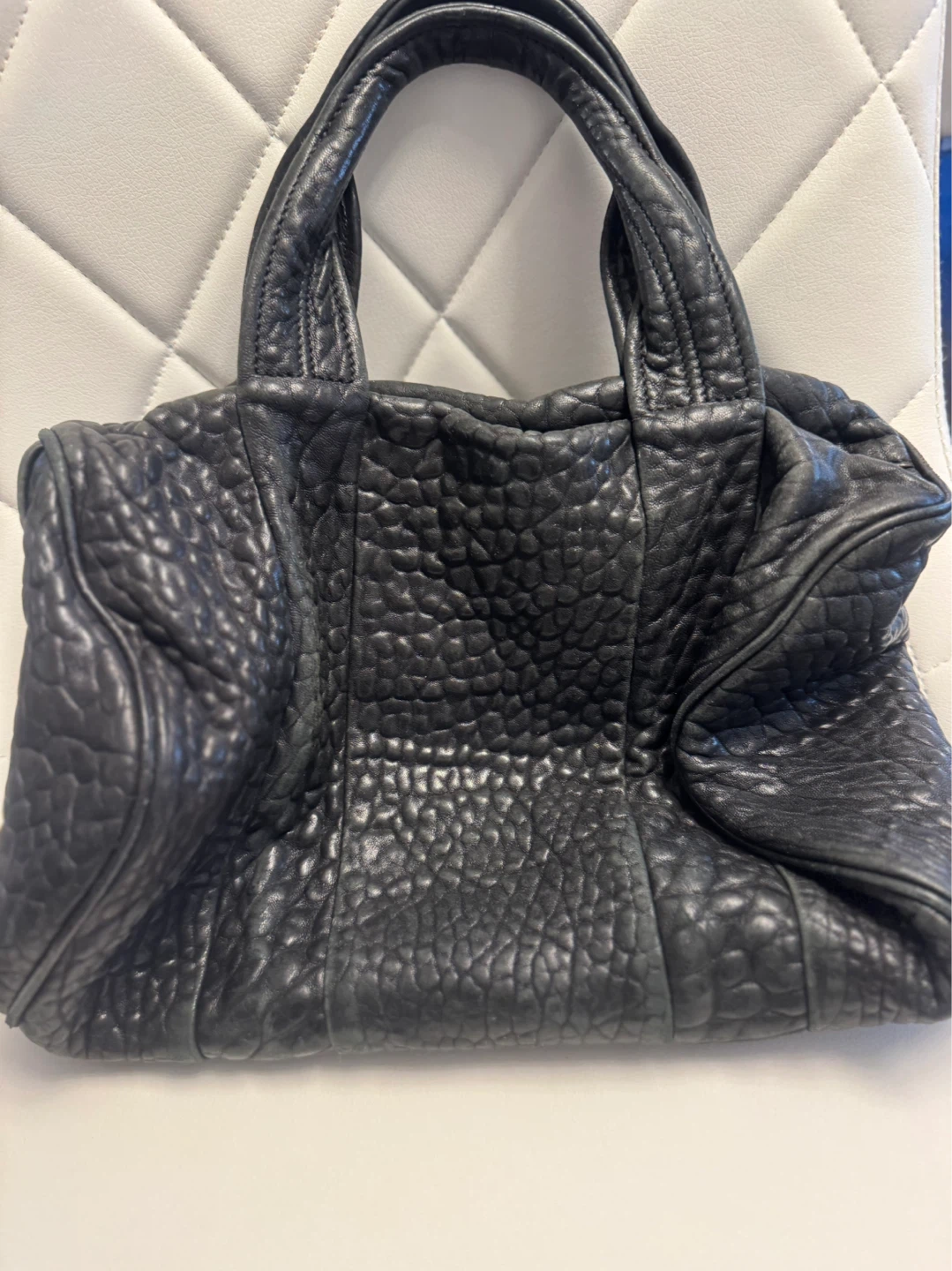 Alexander Wang Black Pebbled Leather Rockie Bag with Studs