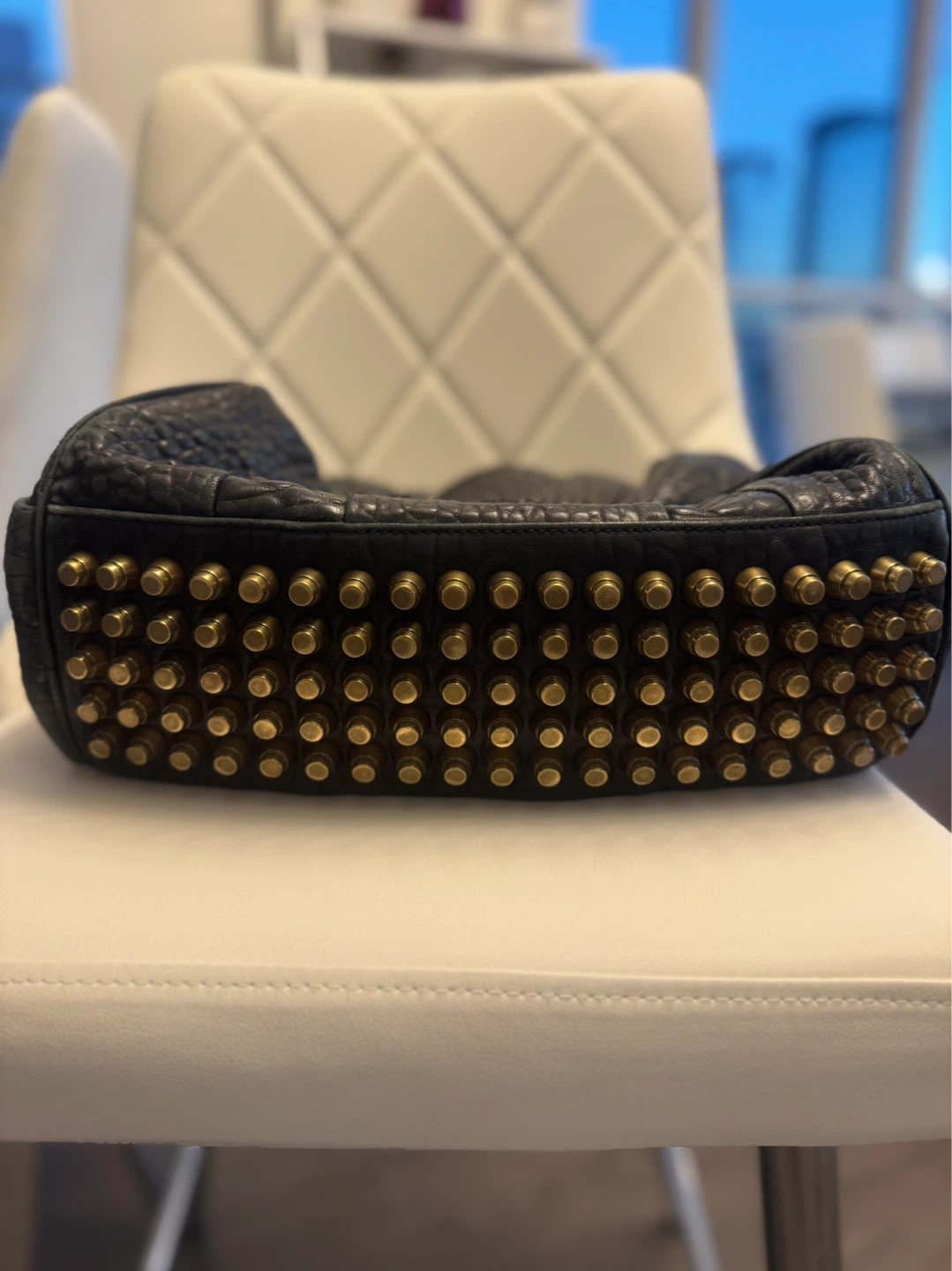Alexander Wang Black Pebbled Leather Rockie Bag with Studs - photo 2
