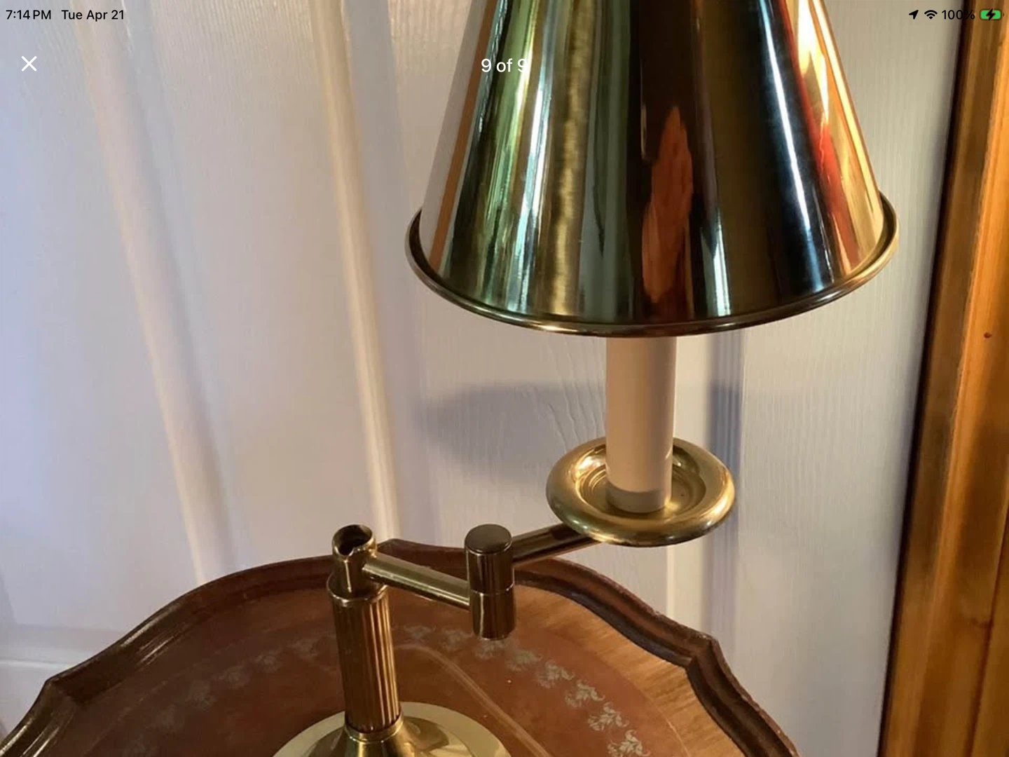 Sweet Vtg Brass Swing Arm Table Lamp 🐞 - photo 5