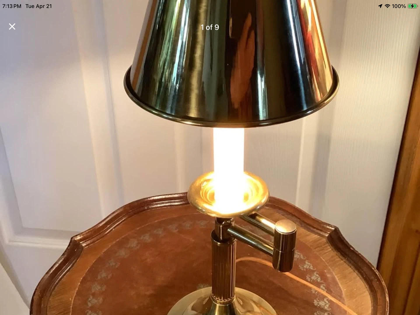 Sweet Vtg Brass Swing Arm Table Lamp 🐞
