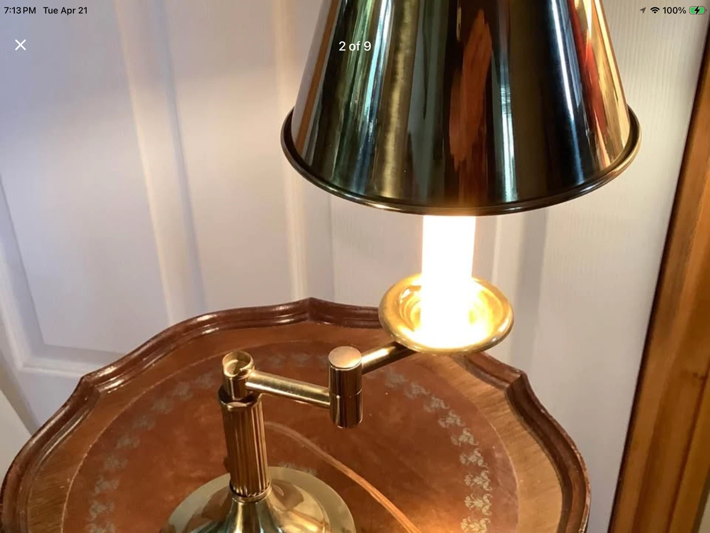 Sweet Vtg Brass Swing Arm Table Lamp 🐞 - photo 3