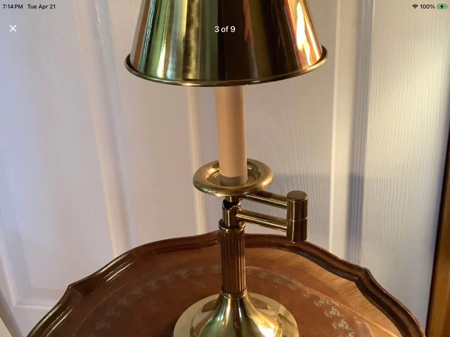Sweet Vtg Brass Swing Arm Table Lamp 🐞 - photo 2