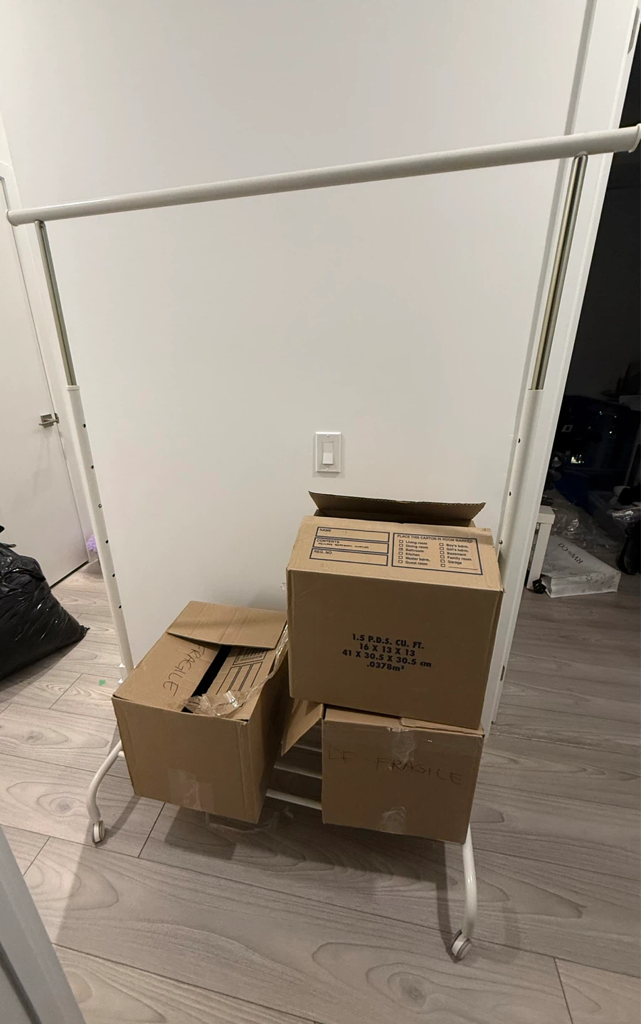 IKEA White Clothing Rack with Wheels - photo 3