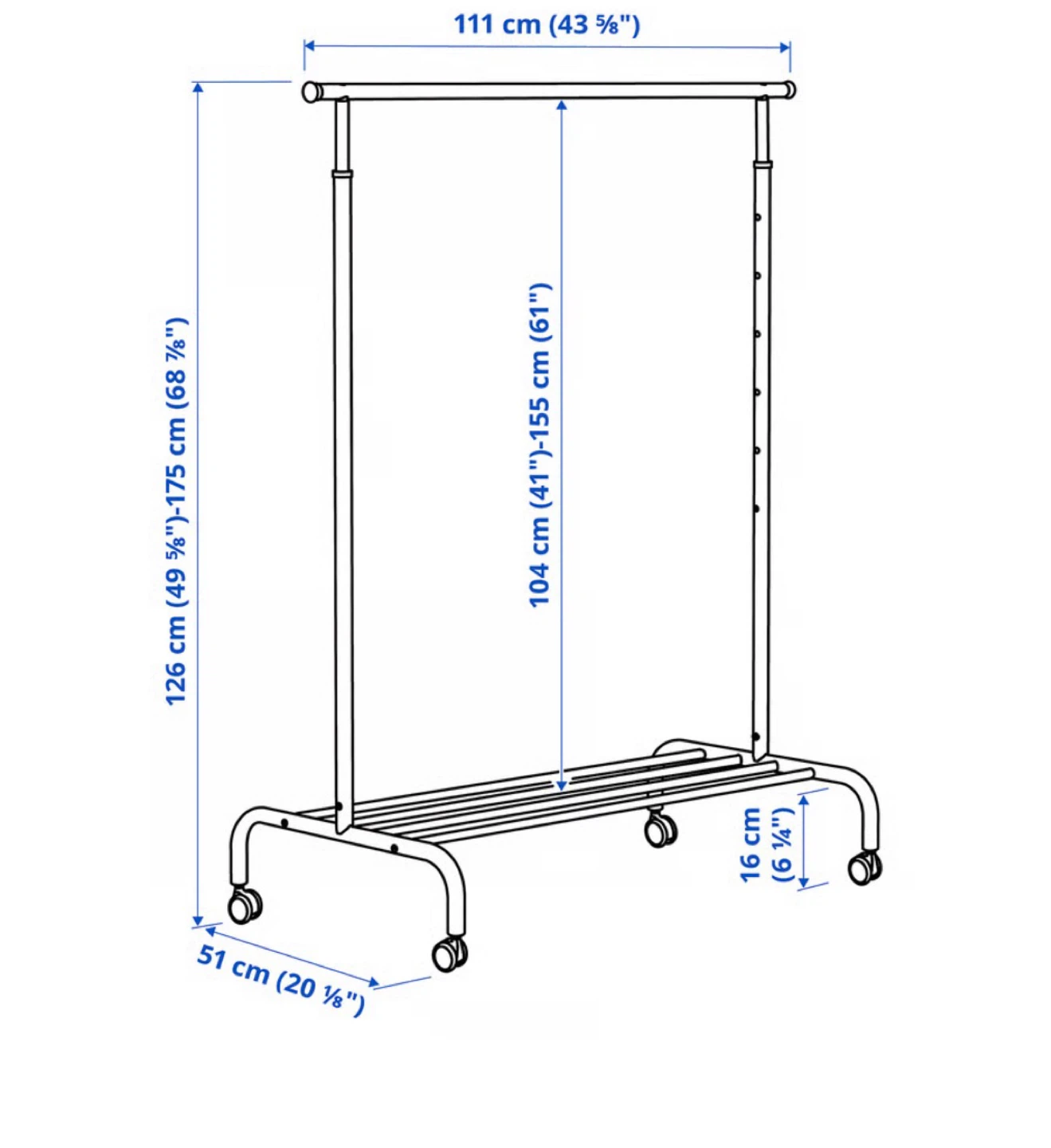 IKEA White Clothing Rack with Wheels - photo 2