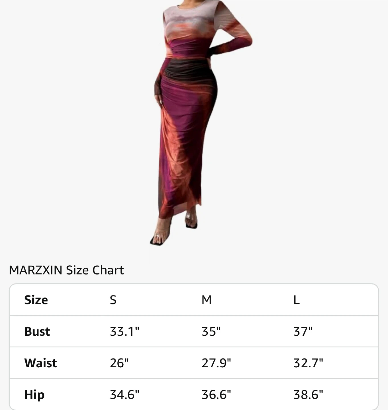 MARZXIN Women's Long Sleeve Tie Dye Maxi Dress - photo 4