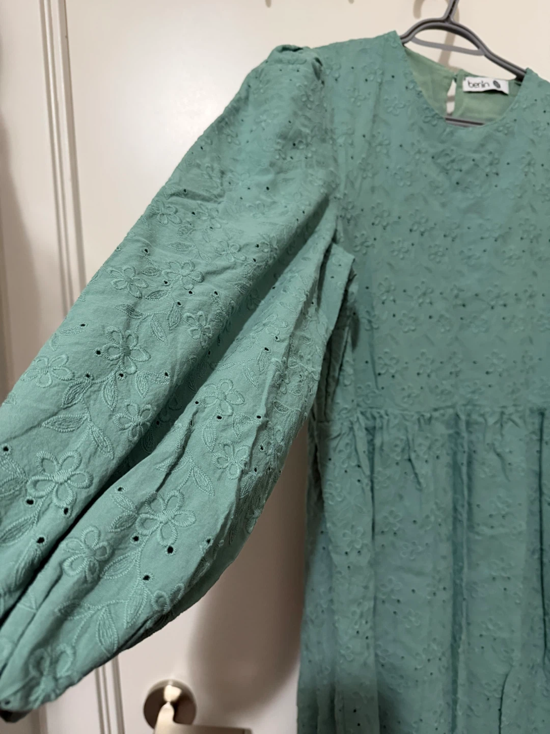 Benin Broderie Long Dress - Mint Green