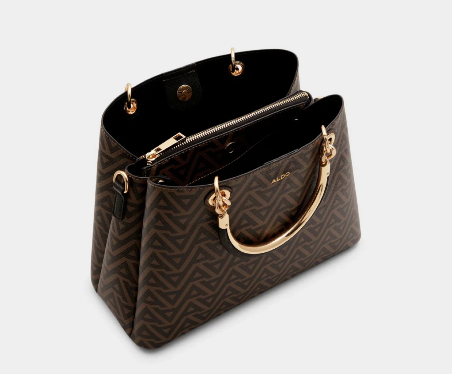 ALDO Brown Geometric Print Top Handle Handbag - photo 5