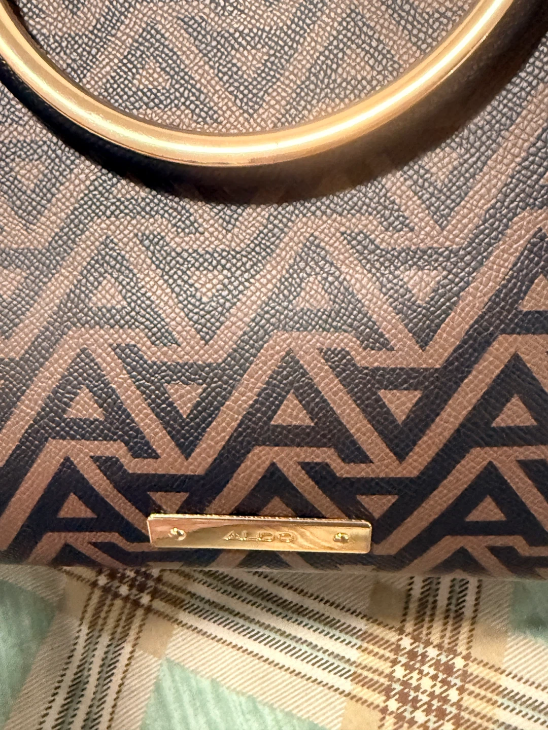 ALDO Brown Geometric Print Top Handle Handbag - photo 3