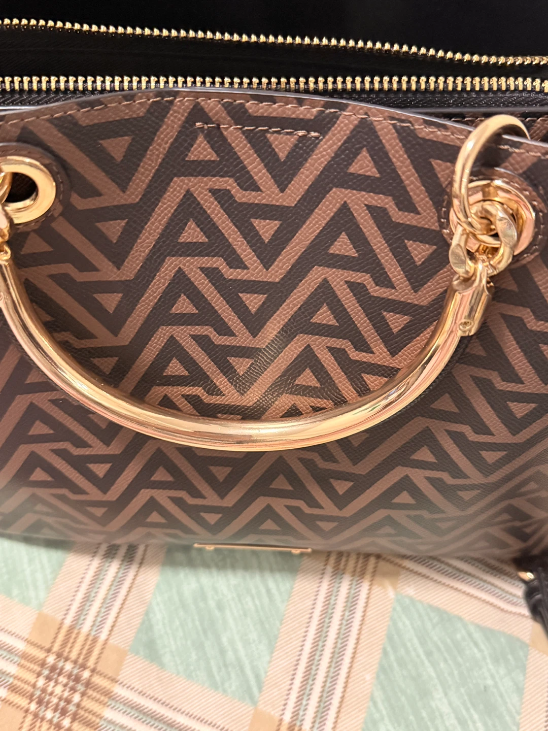 ALDO Brown Geometric Print Top Handle Handbag - photo 2