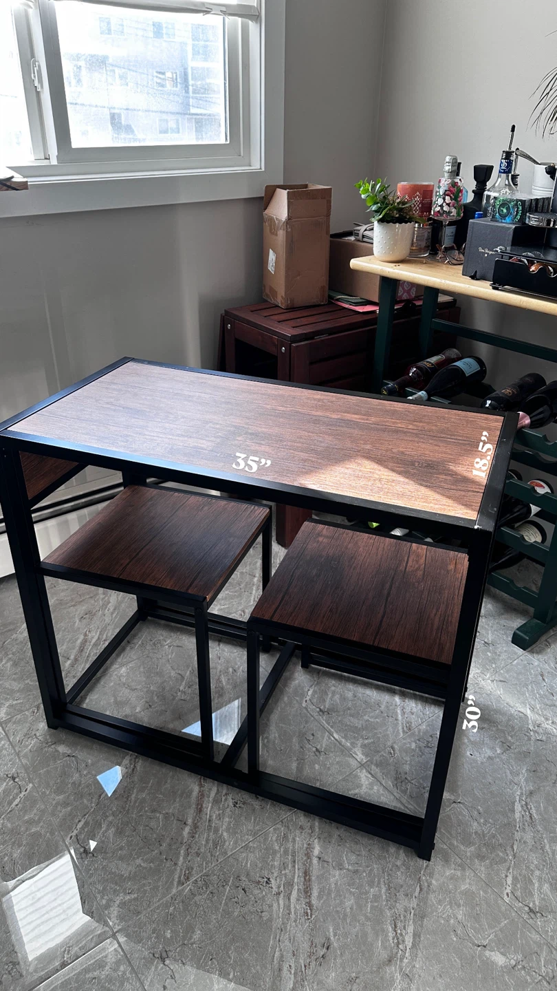 Compact Dining Set with 2 Stools - photo 4