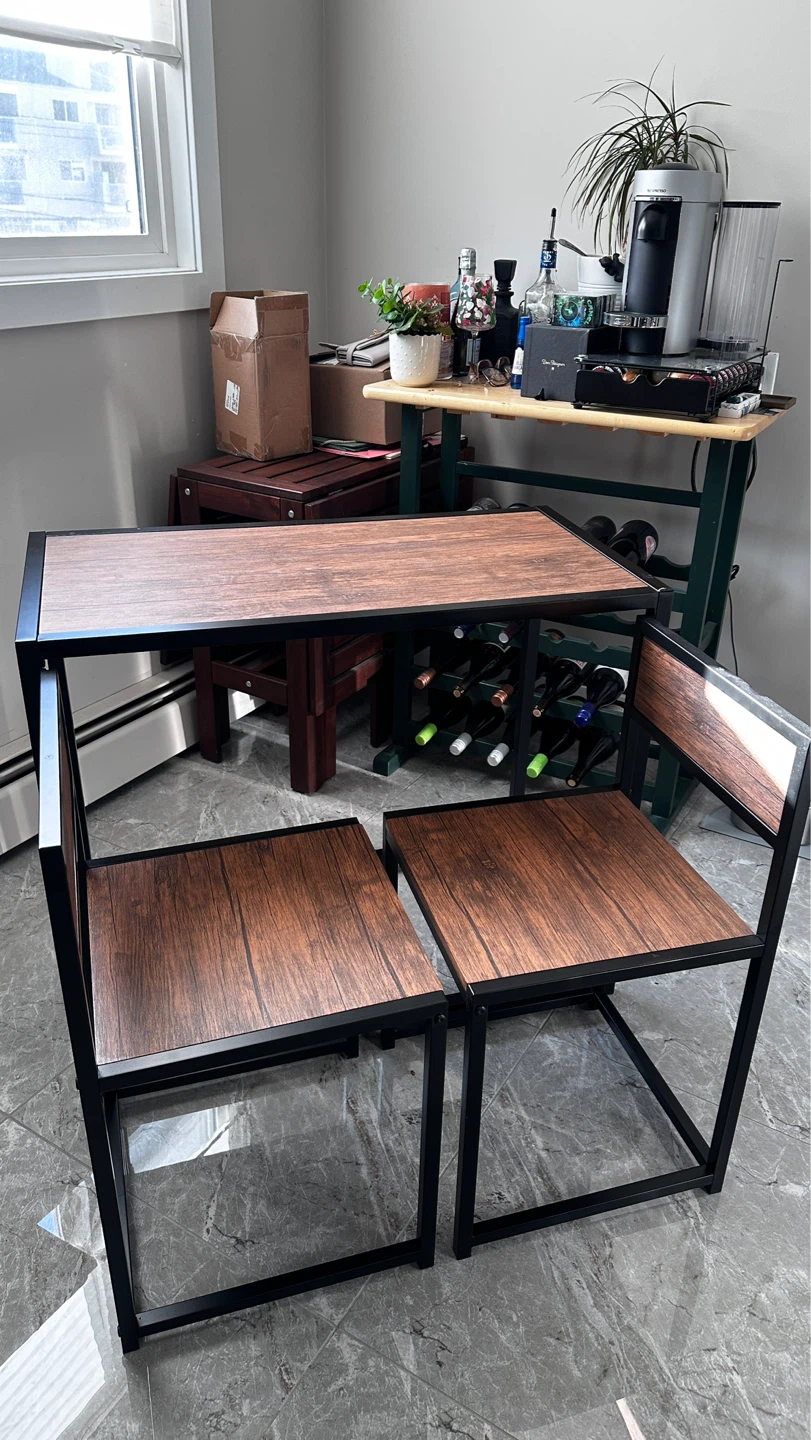 Compact Dining Set with 2 Stools - photo 3
