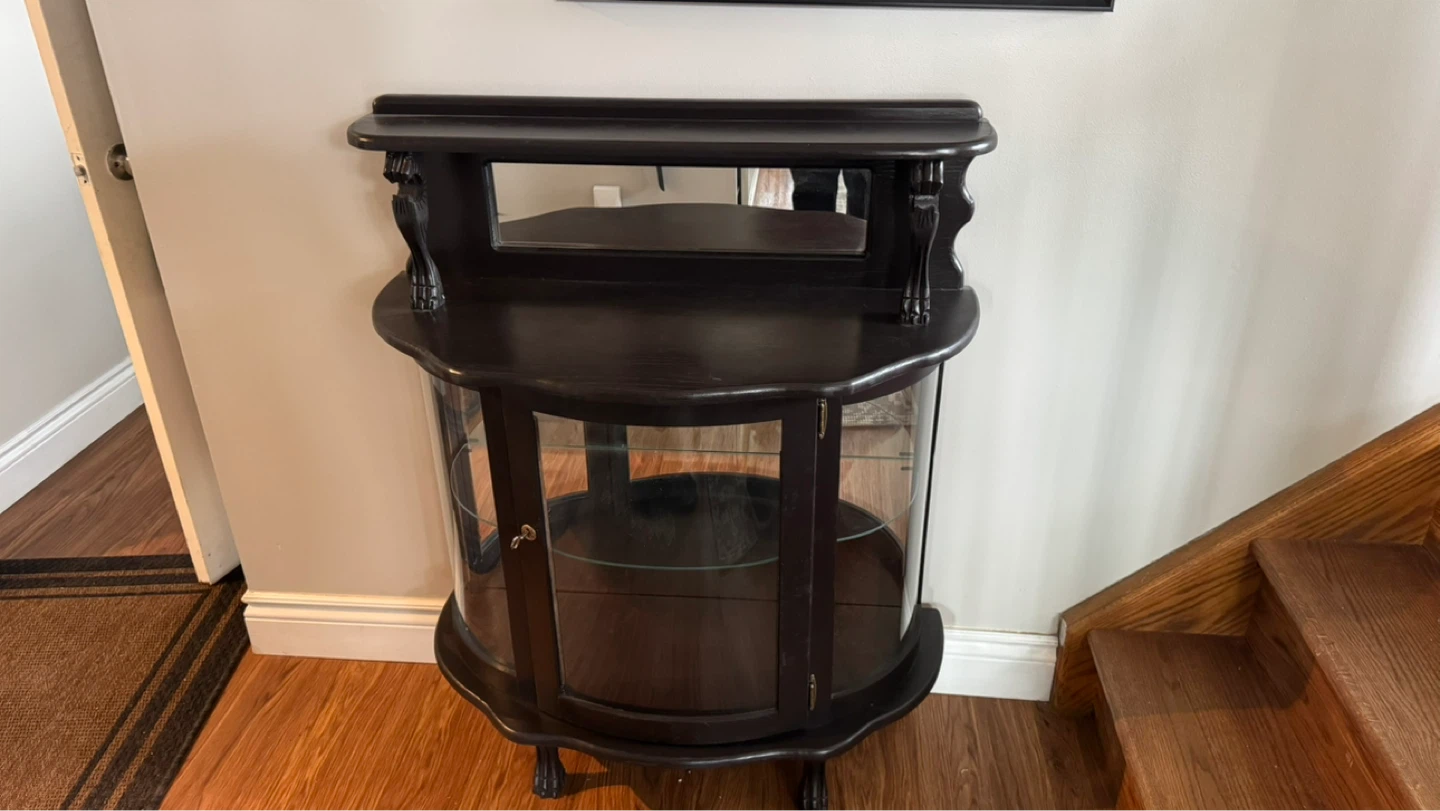 Antique Curio Cabinet with Mirrored Back
