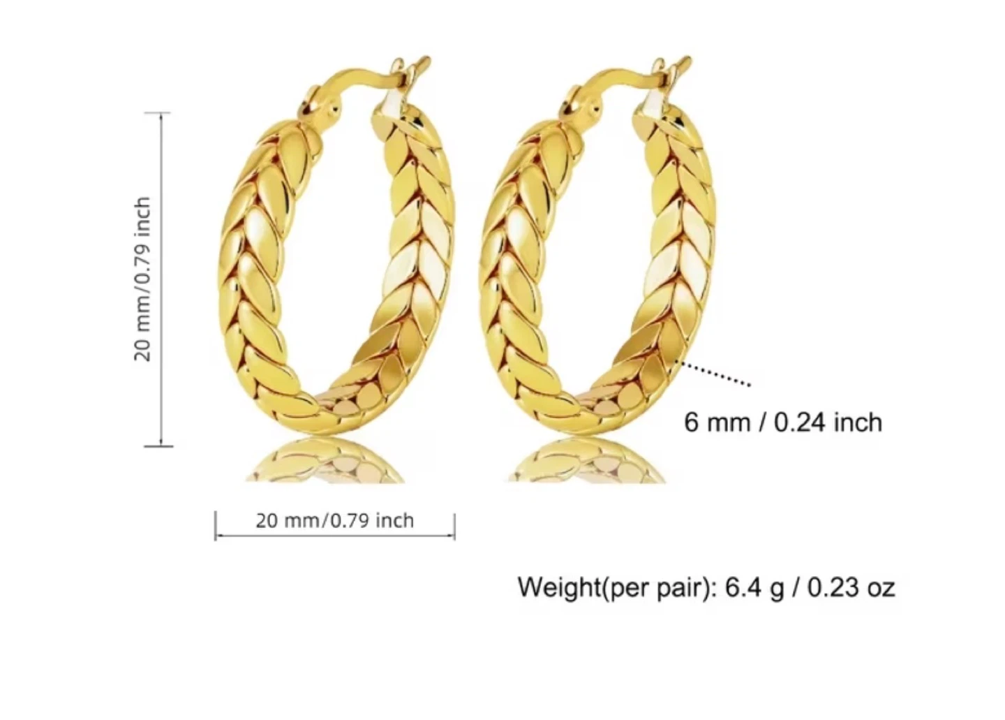 18K Gold Plated Stainless Steel Hoop Earrings - photo 3