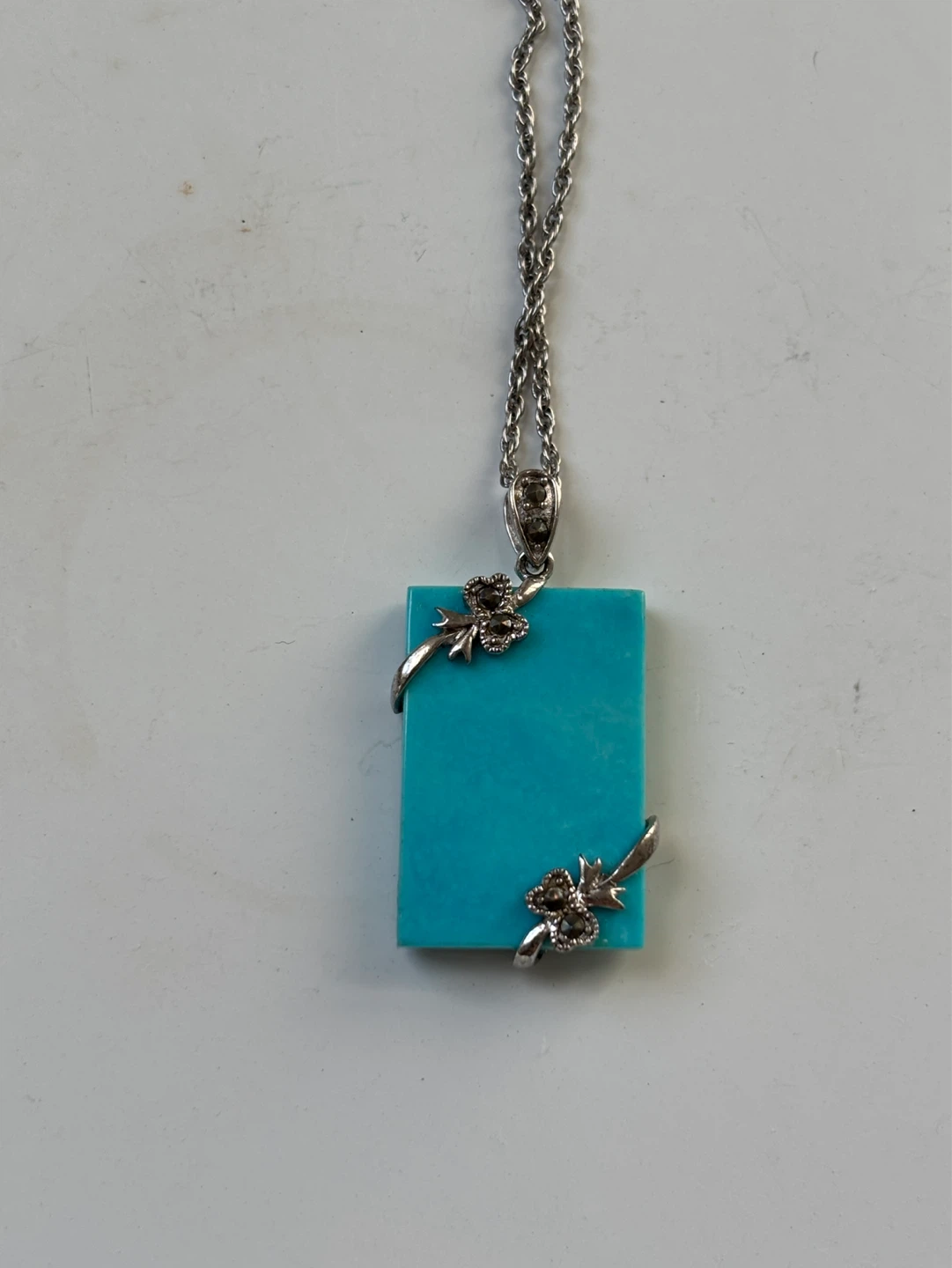 Sterling Silver Turquoise Pendant Necklace - photo 2