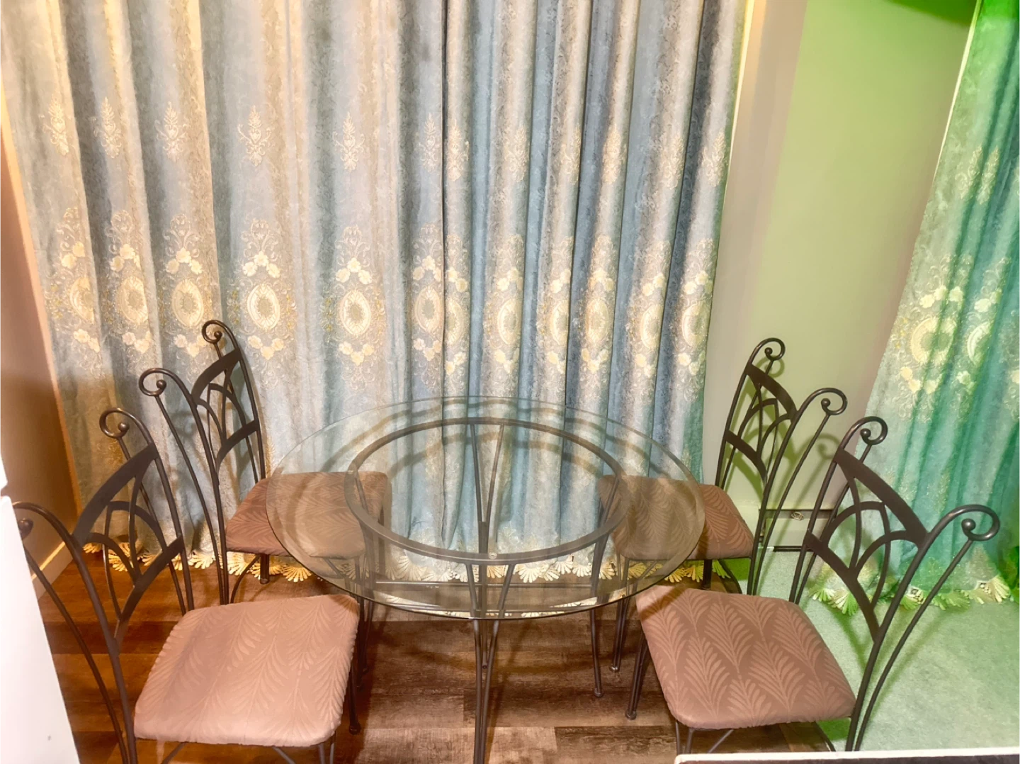 Glass Top Dining Set with 4 Chairs