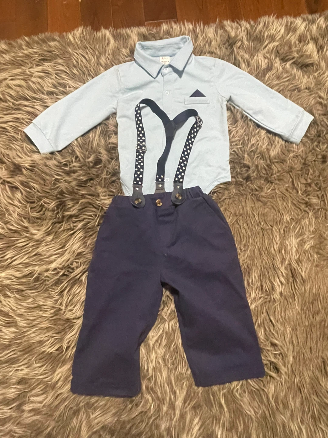 Baby Boy blue Bodysuit & Pants Set - photo 2