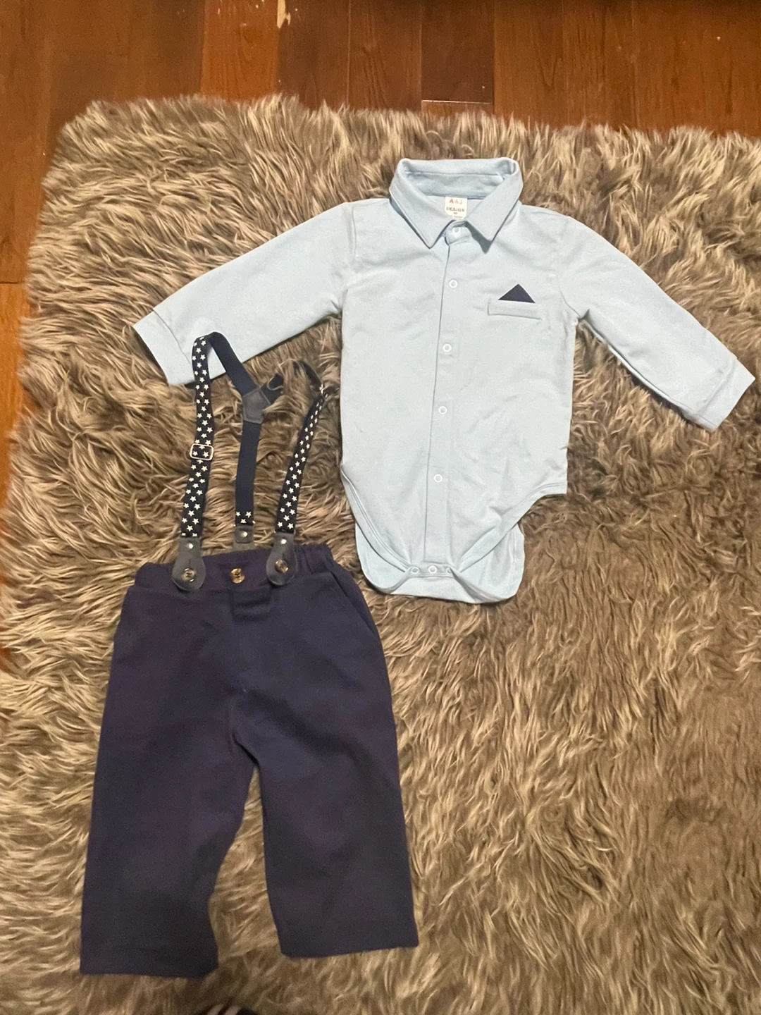 Baby Boy blue Bodysuit & Pants Set - photo 3