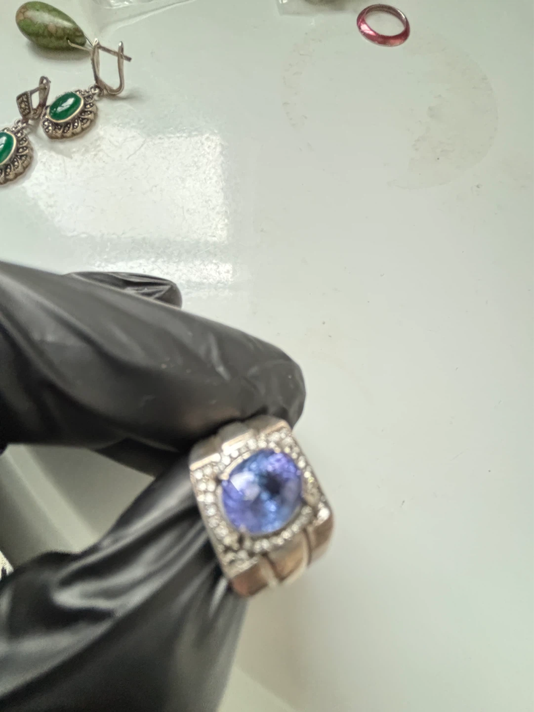 Men's Vintage Sterling Silver Tanzanite Ring - photo 2