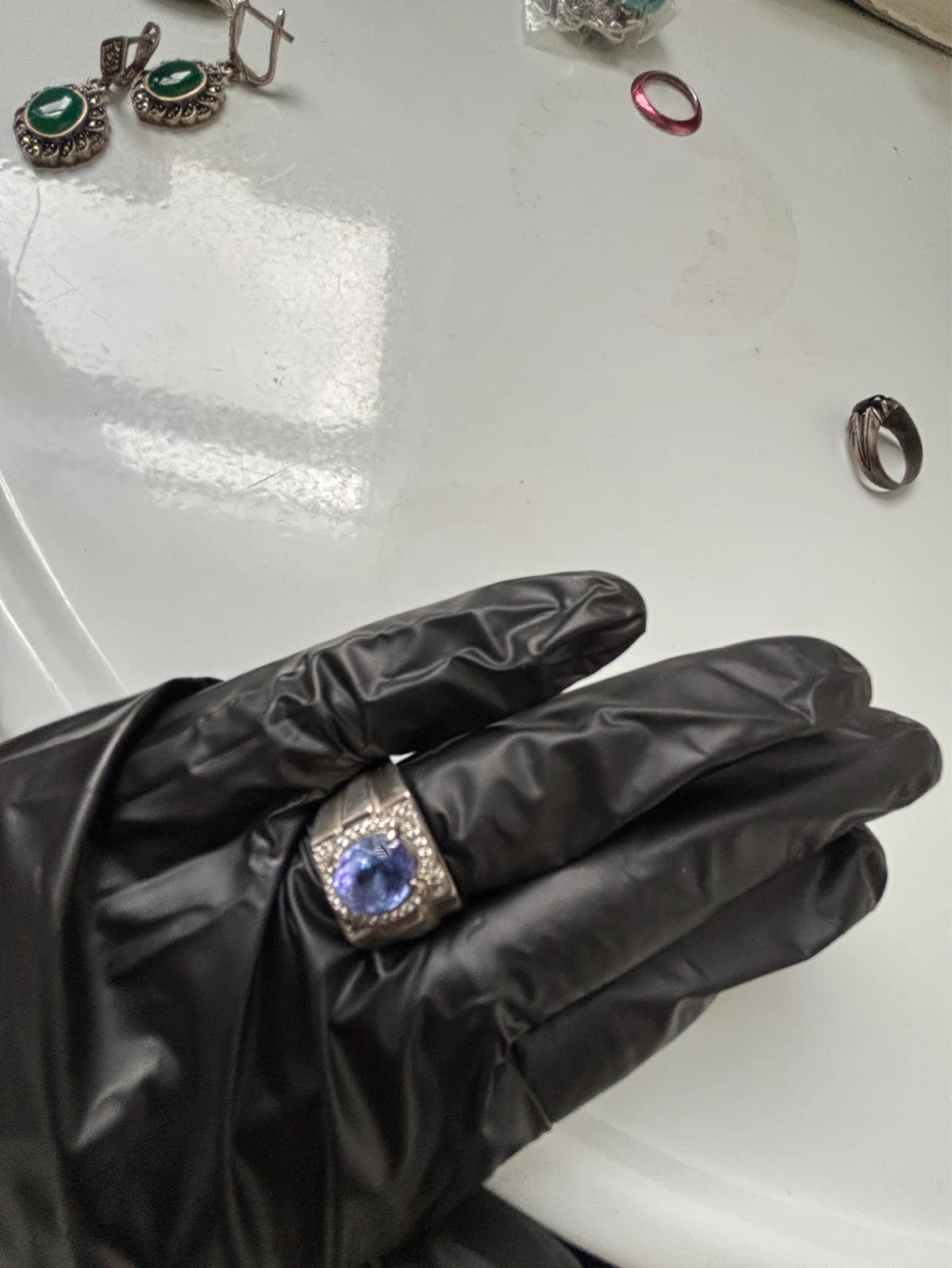 Men's Vintage Sterling Silver Tanzanite Ring