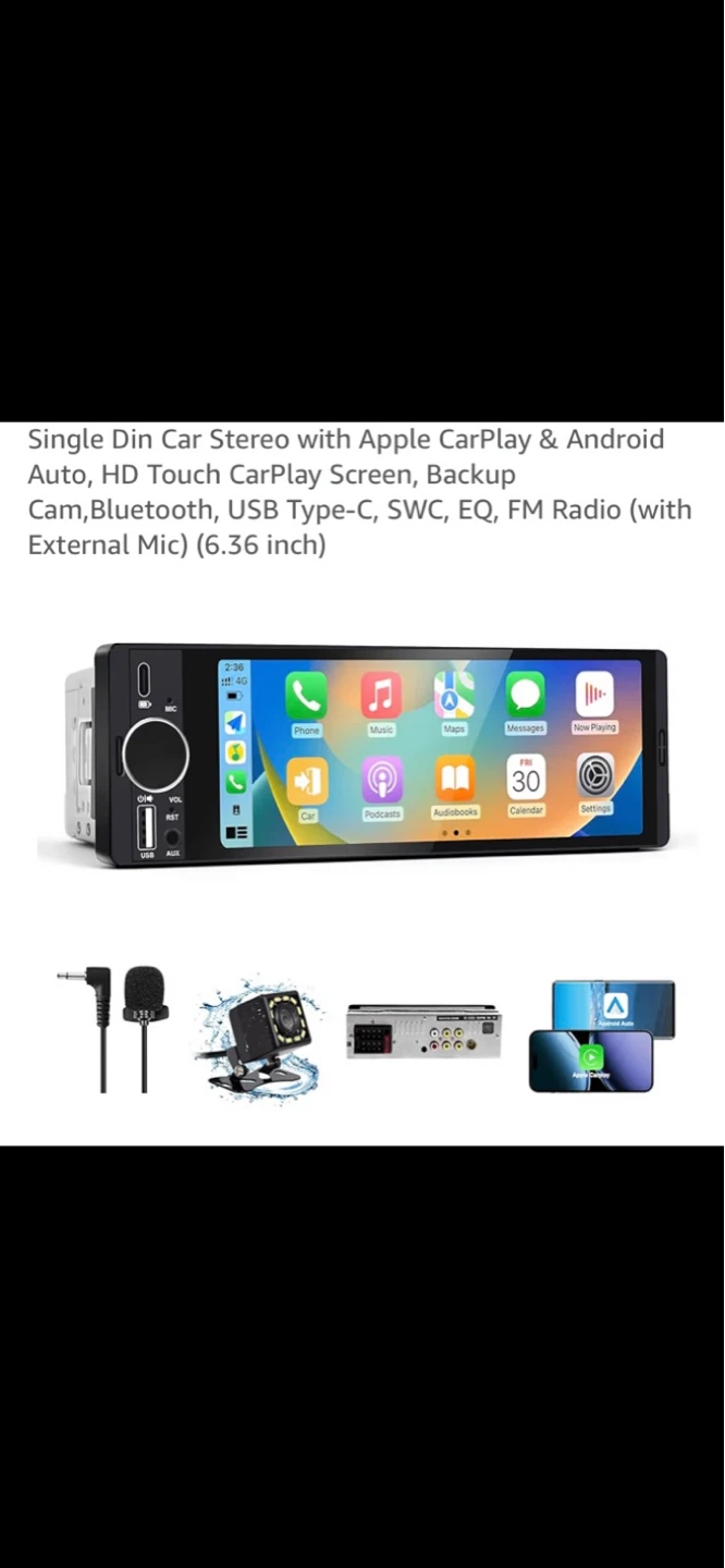 Single Din Car Stereo with Apple CarPlay & Android Auto - photo 2