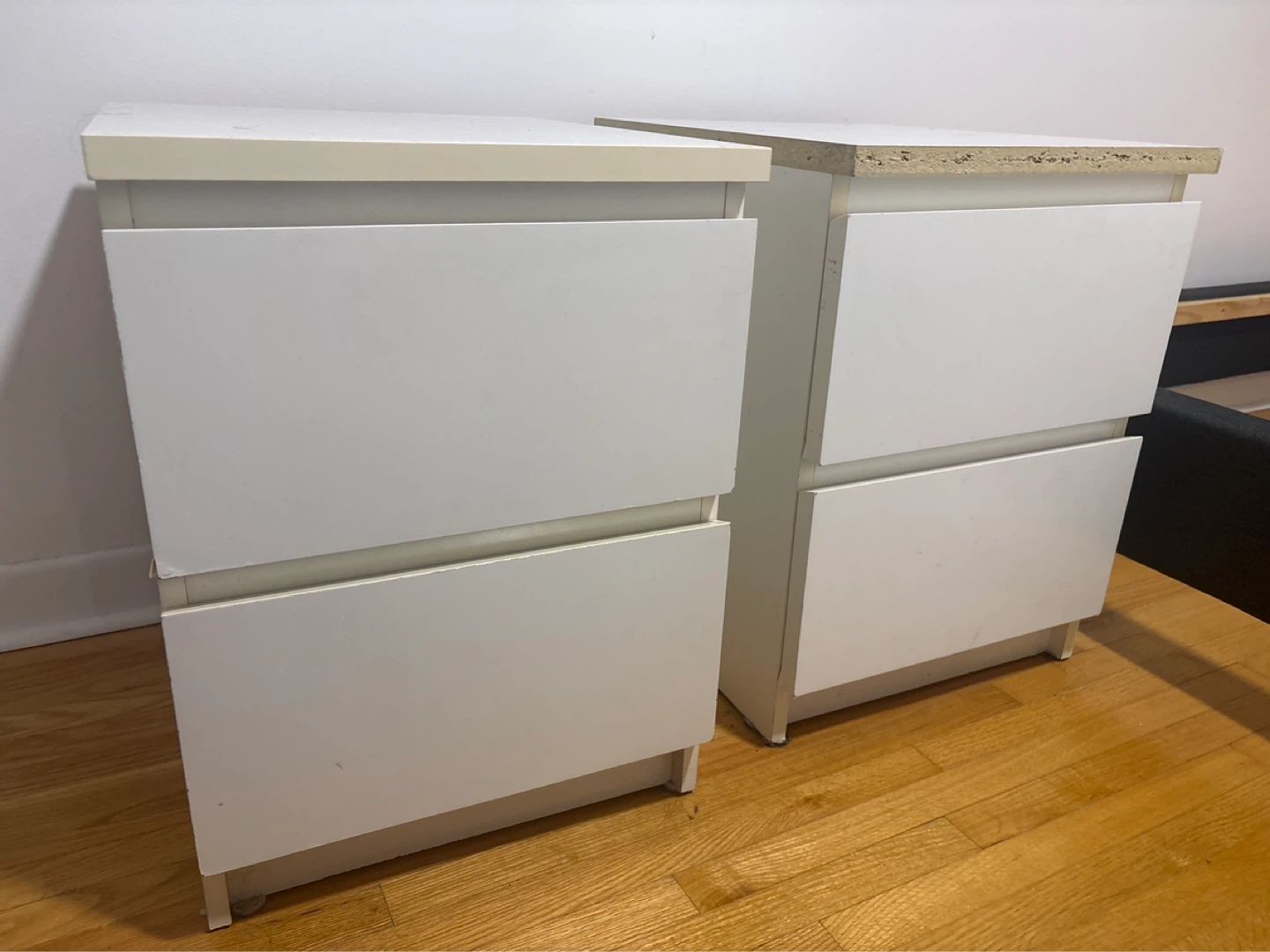 White IKEA 2-Drawer Nightstands
