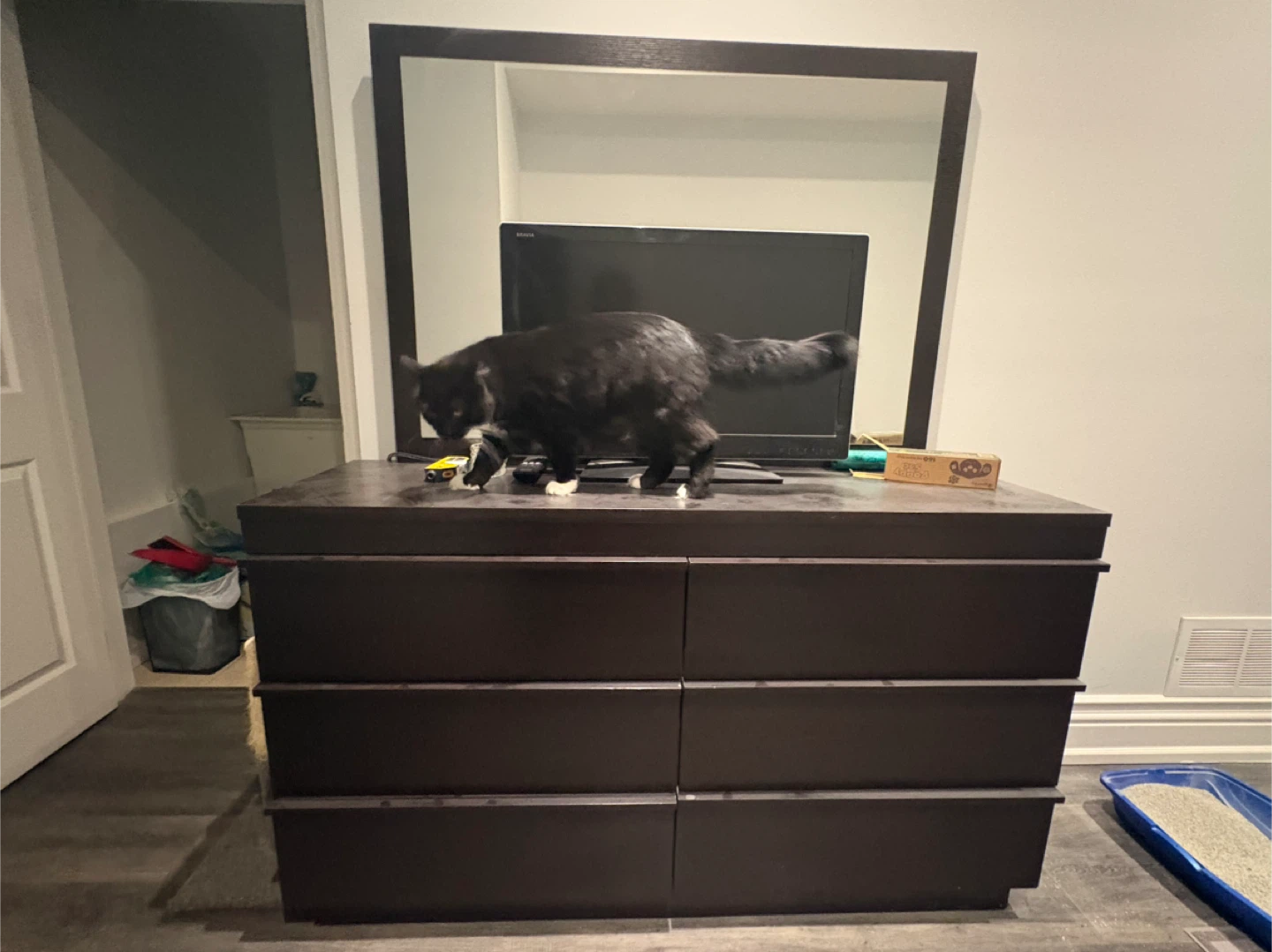 Dark Brown 6-Drawer Dresser with Mirror - photo 2