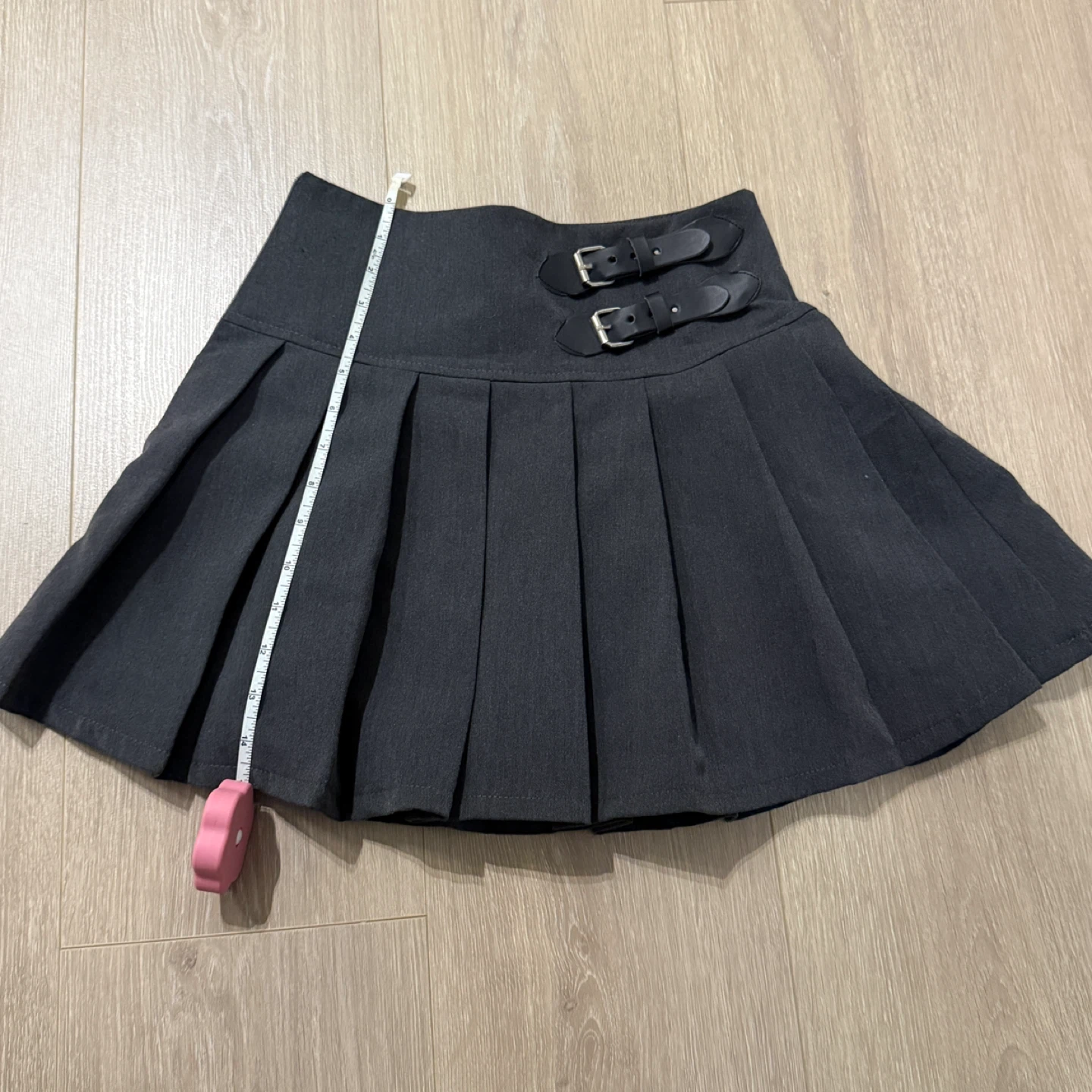 Pleated Skirt with Buckle Accents