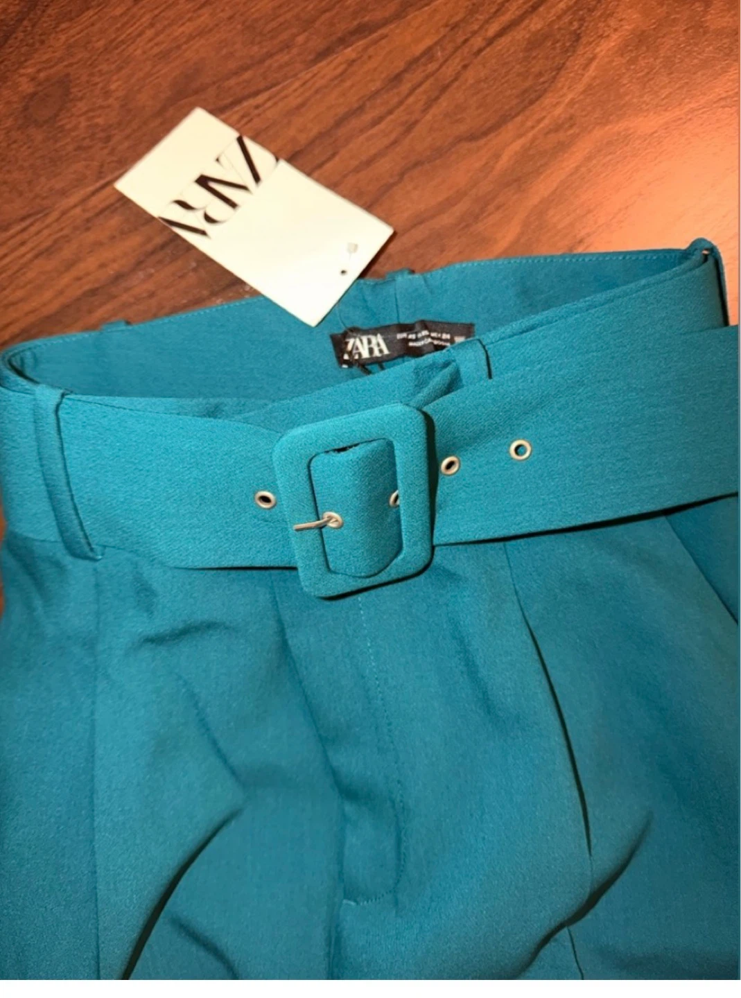 Zara Belted Trousers Teal Size XS 36 - photo 3