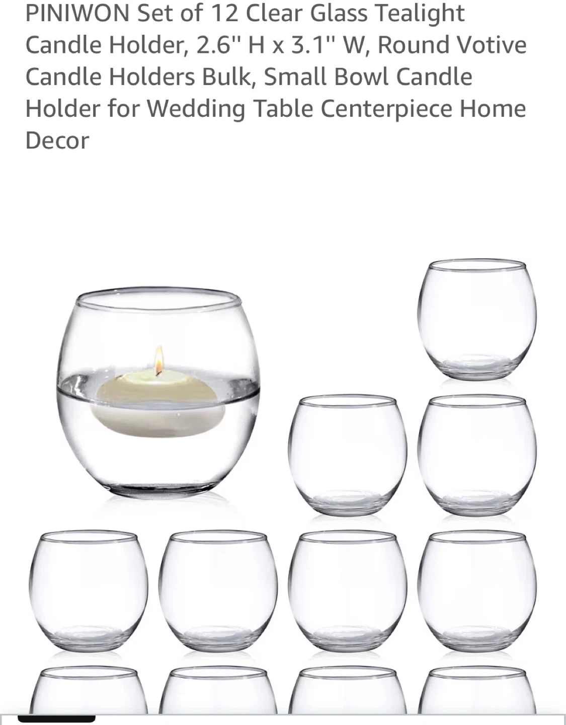 PINIWON Set of 12 Clear Glass Tealight Candle Holders - photo 3