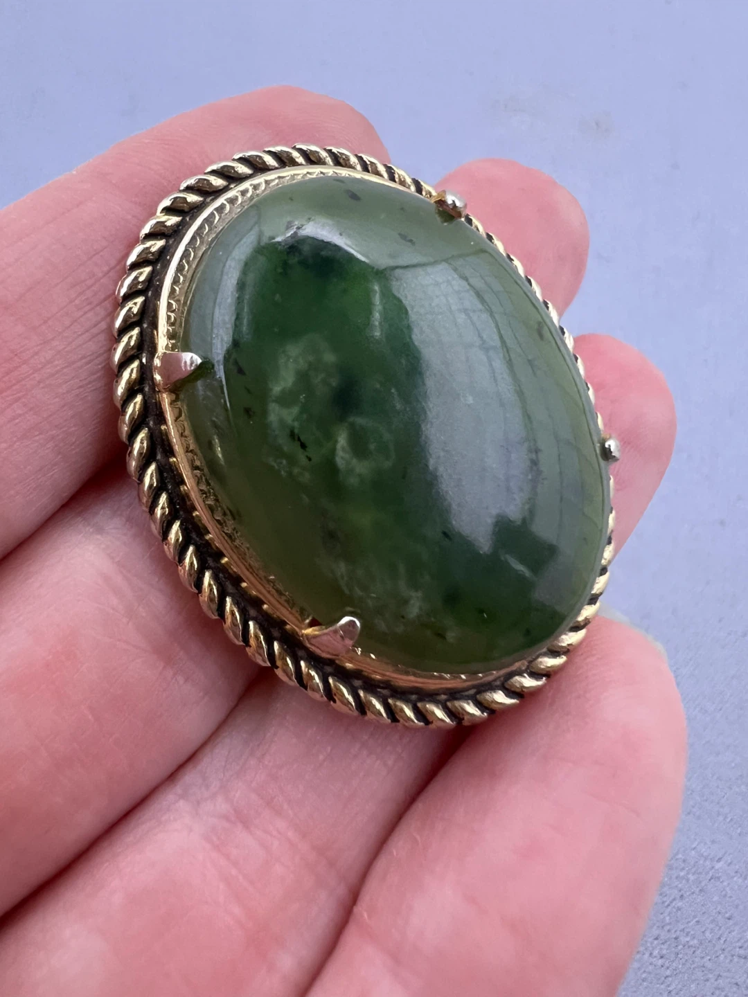 Vintage Oval Jade Brooch - photo 3