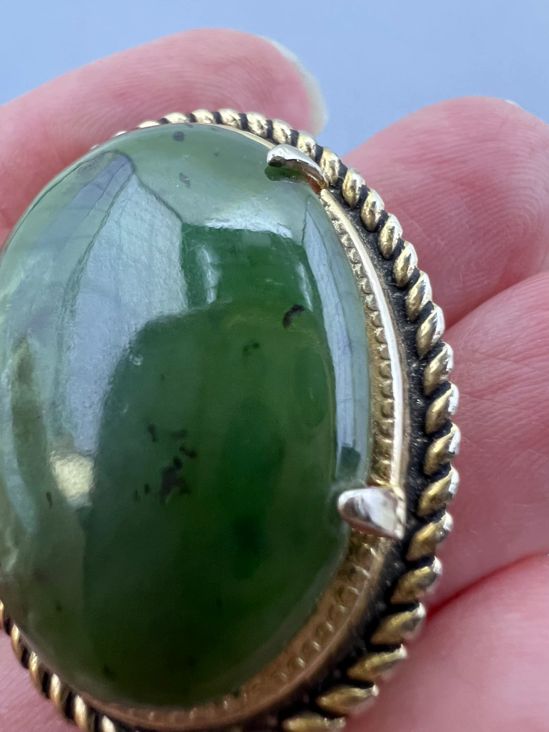 Vintage Oval Jade Brooch - photo 4