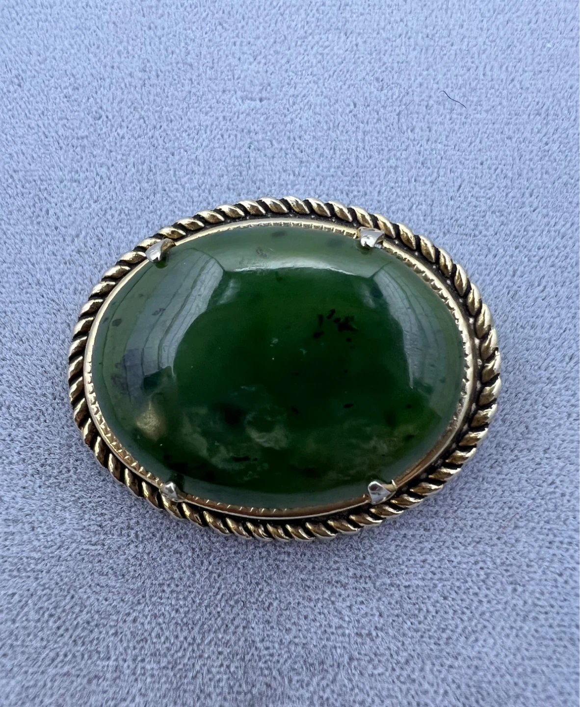 Vintage Oval Jade Brooch - photo 5