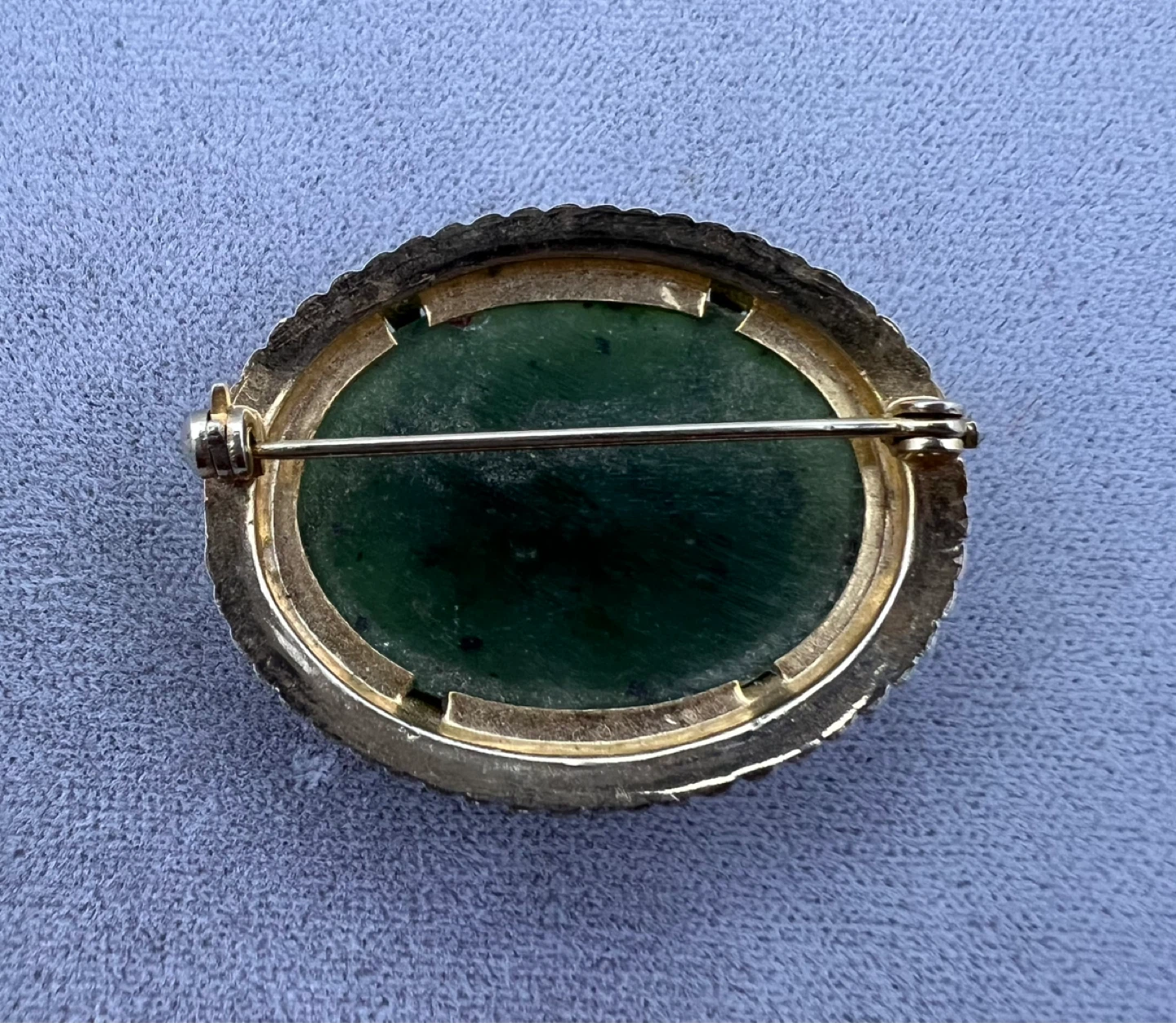 Vintage Oval Jade Brooch - photo 2