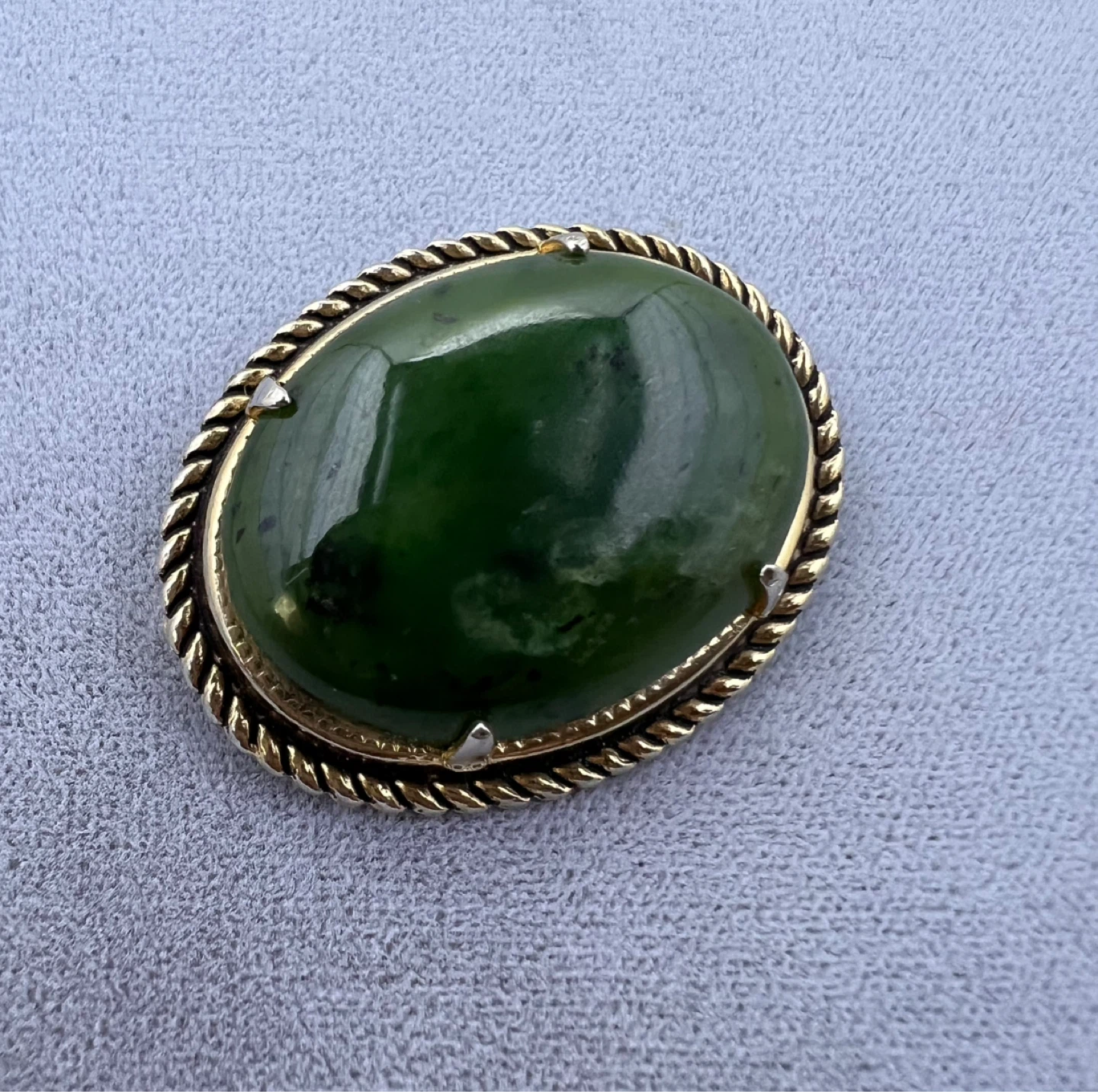 Vintage Oval Jade Brooch