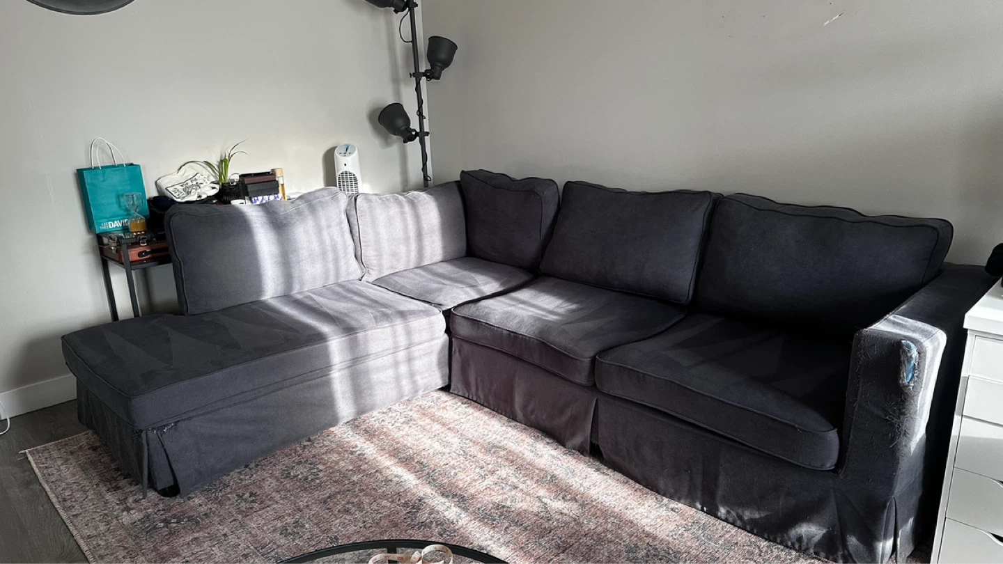 Dark Grey Blue Sectional Sofa