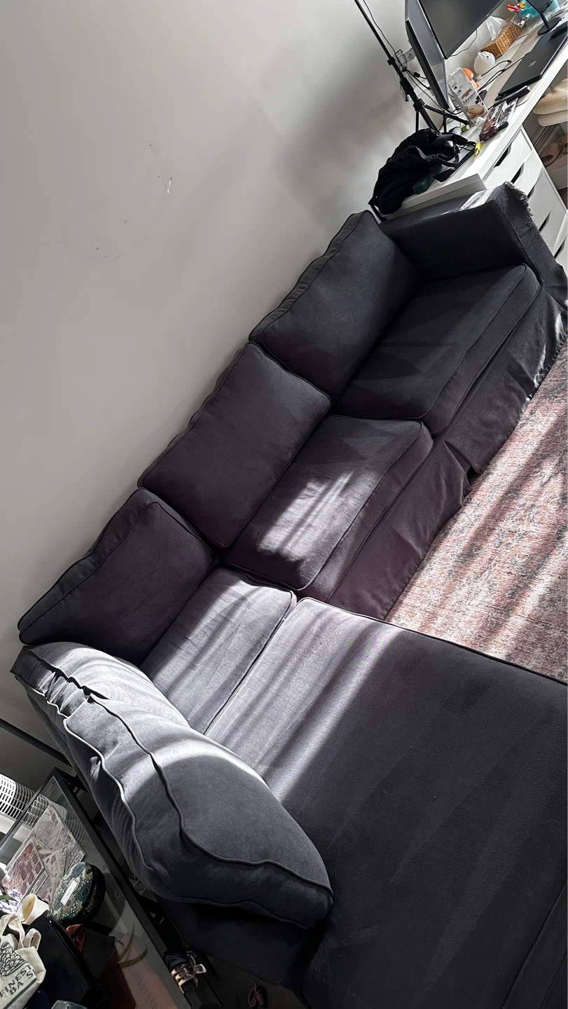Dark Grey Blue Sectional Sofa - photo 2