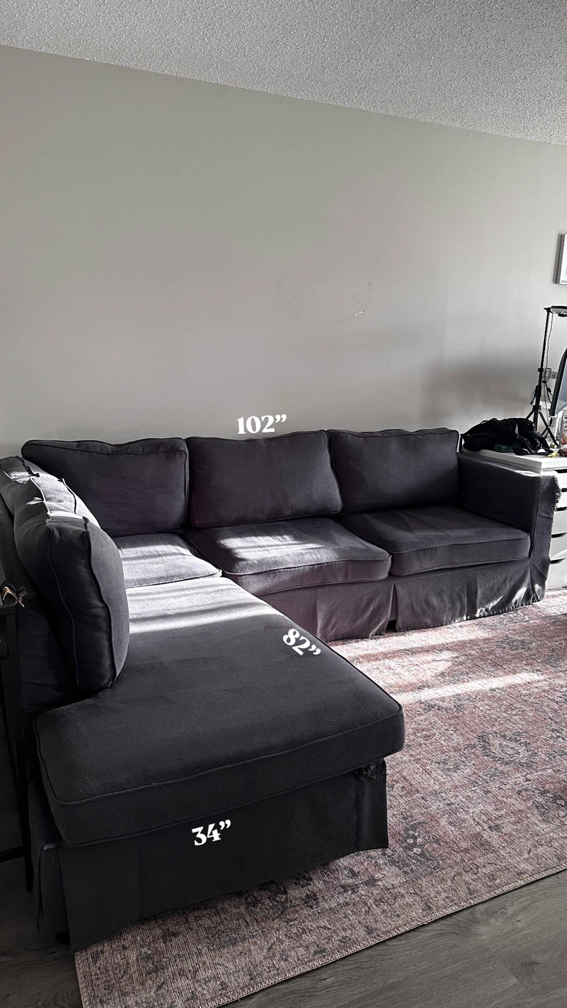 Dark Grey Blue Sectional Sofa - photo 3