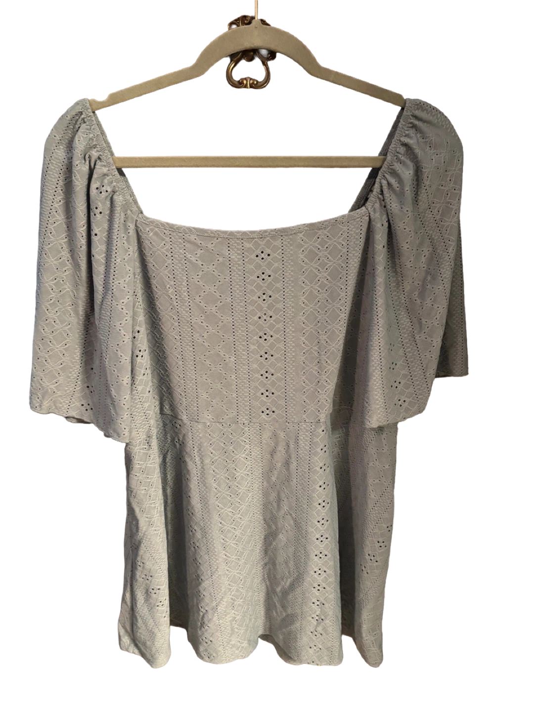 Light green Eyelet Square Neck Top - photo 2