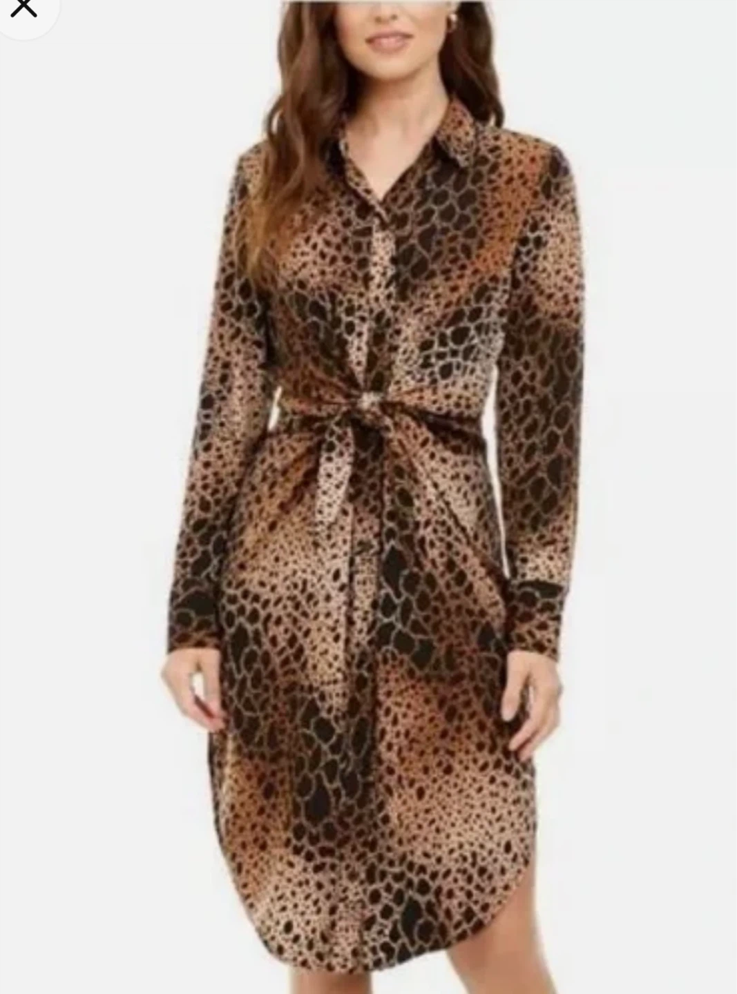 Alfani Leopard Print Button-Down Shirt Dress Size 10