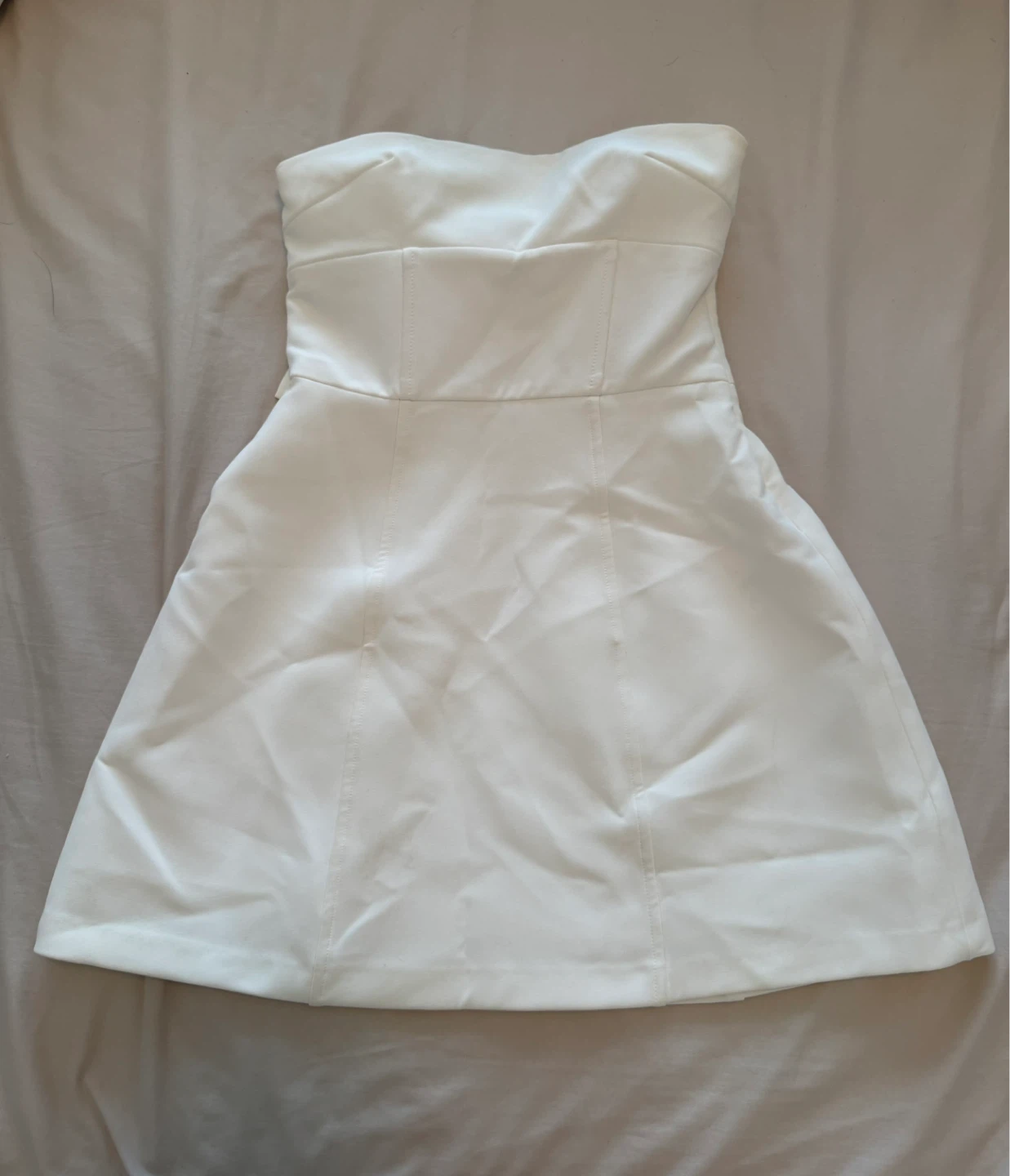 White zara strapless bow mini dress
