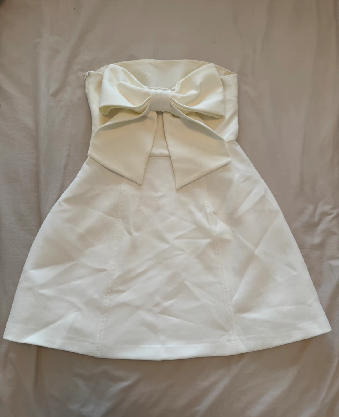 White zara strapless bow mini dress - photo 2