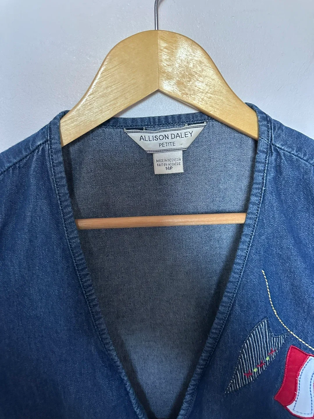 Vintage Allison Daley Petite Denim Vest Nautical Sailboat - photo 4