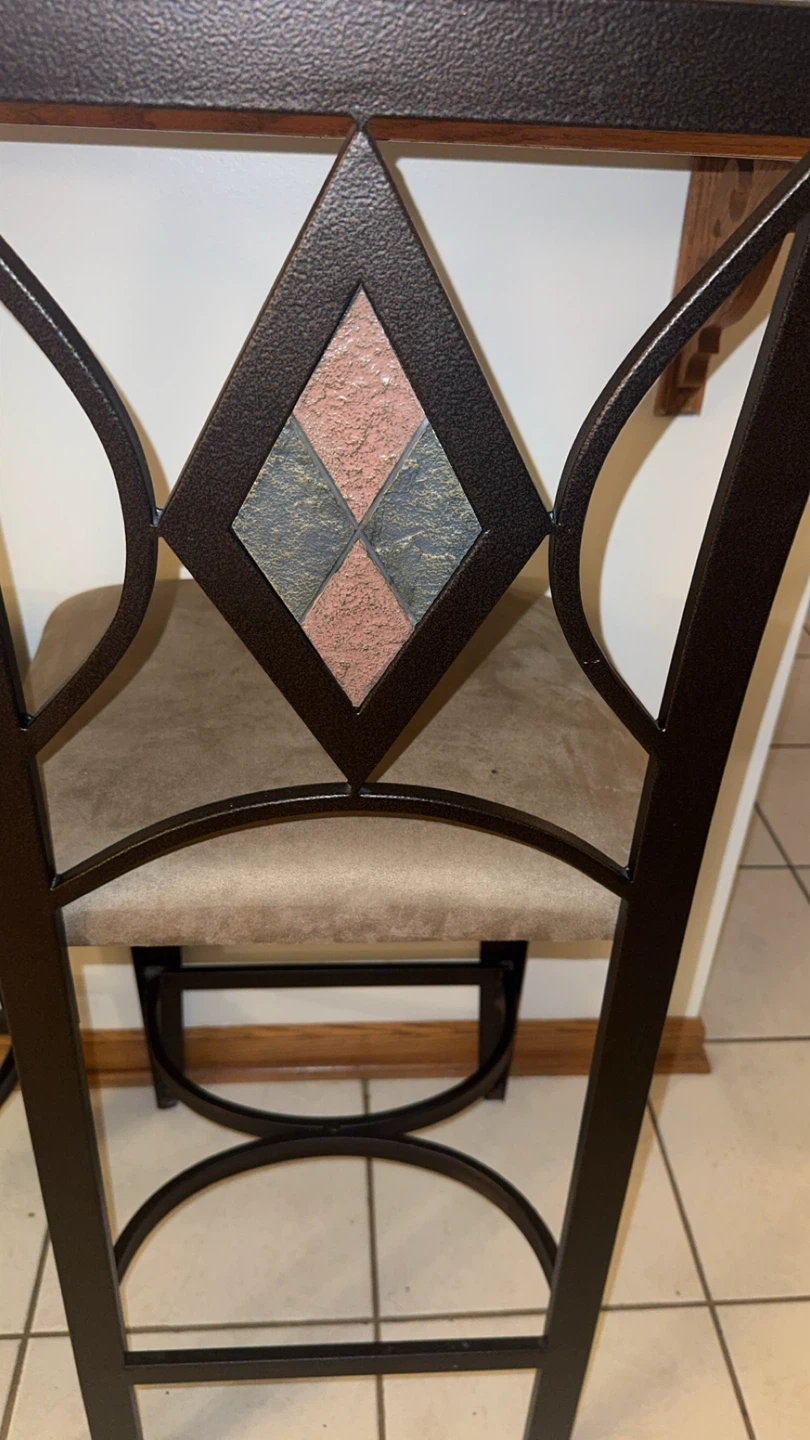 Set of 2 Bar Stools with Decorative Backs - photo 2