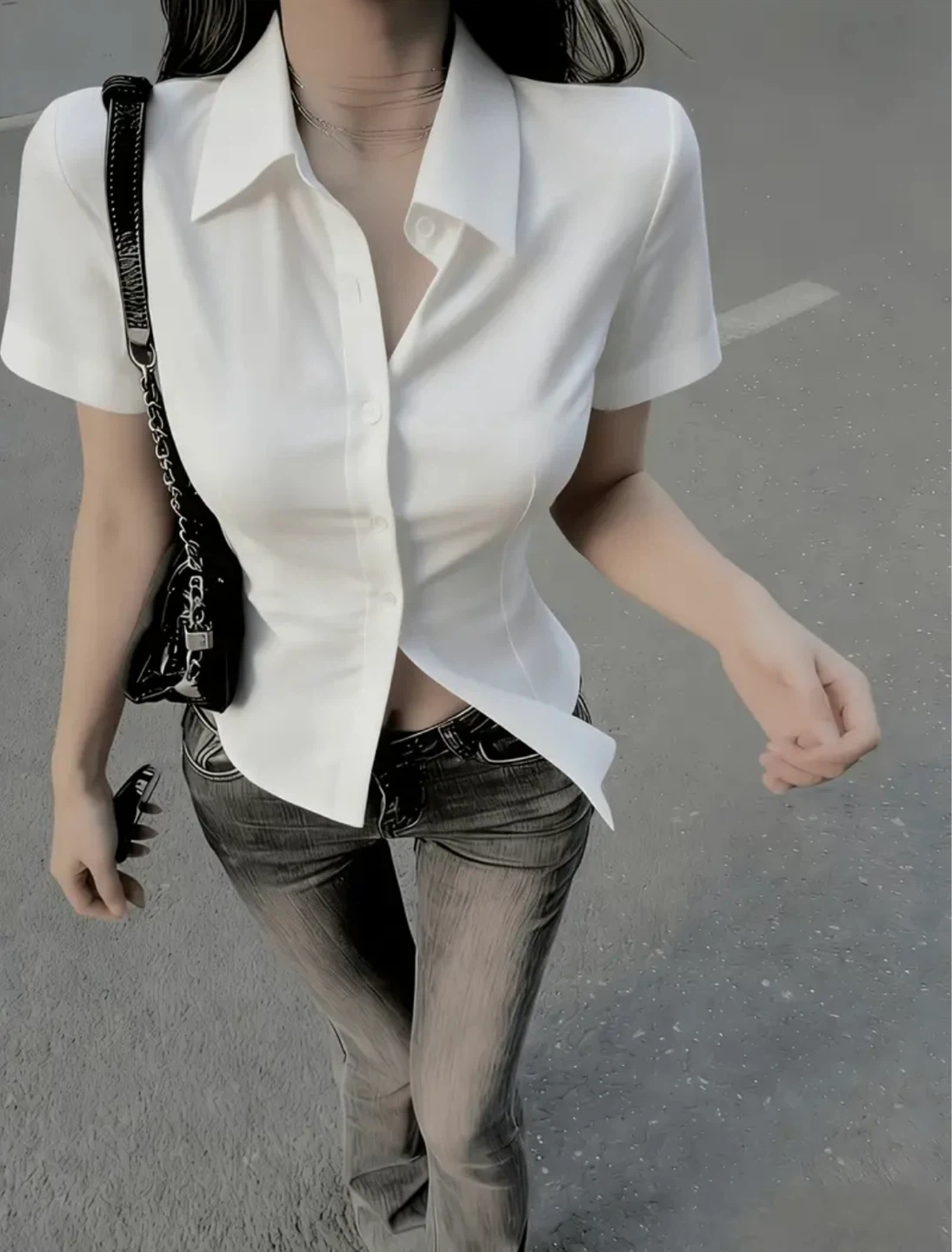 New Women's White Corset Button-Up Shirt - photo 2