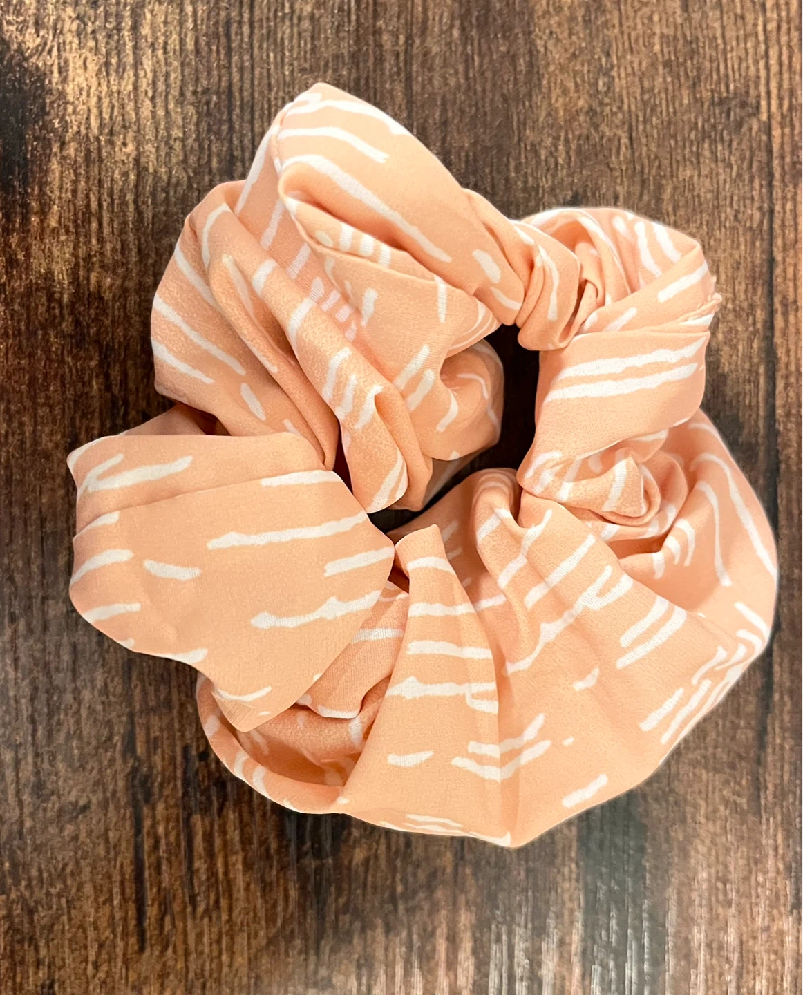 Peach and White Striped Scrunchie