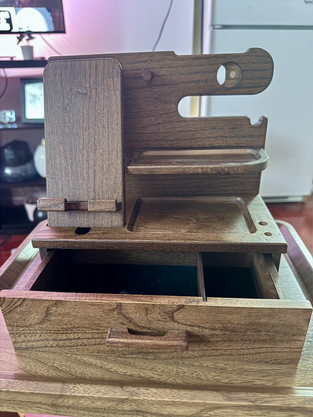 Wooden Nightstand Organizer - Hazel Brown - photo 3