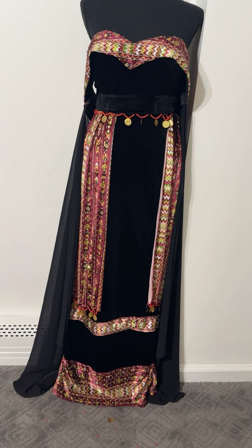 Embroidered Velvet Dress with Coin Trim - photo 3