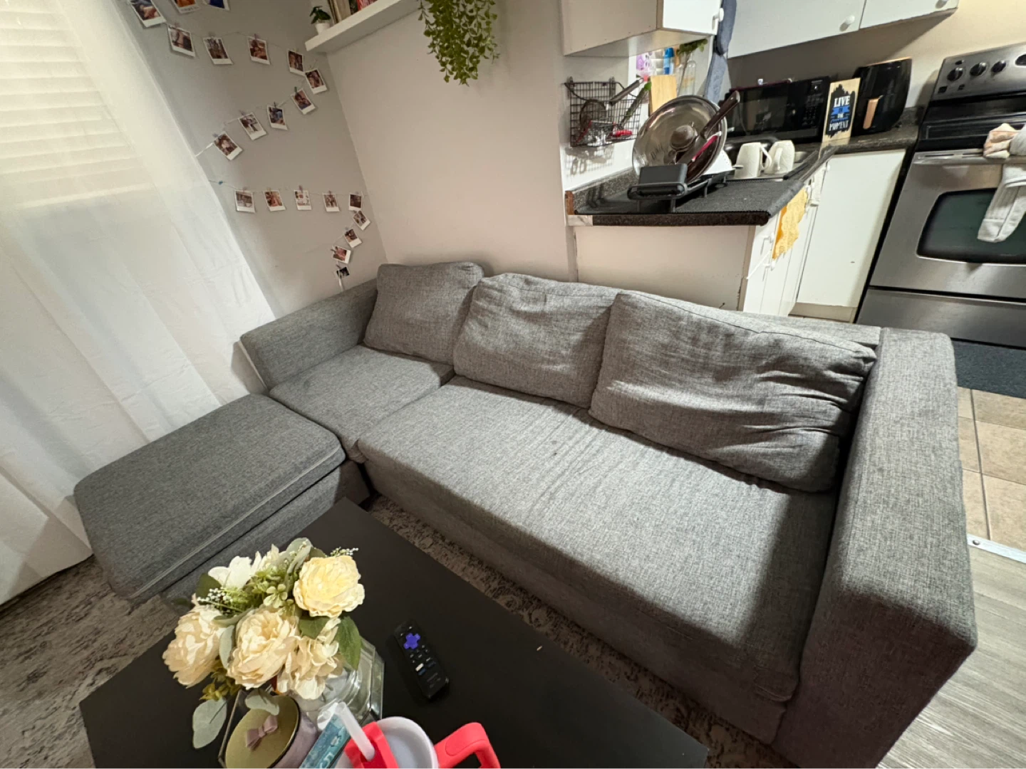 Grey Sectional Sofa with Ottoman - photo 2
